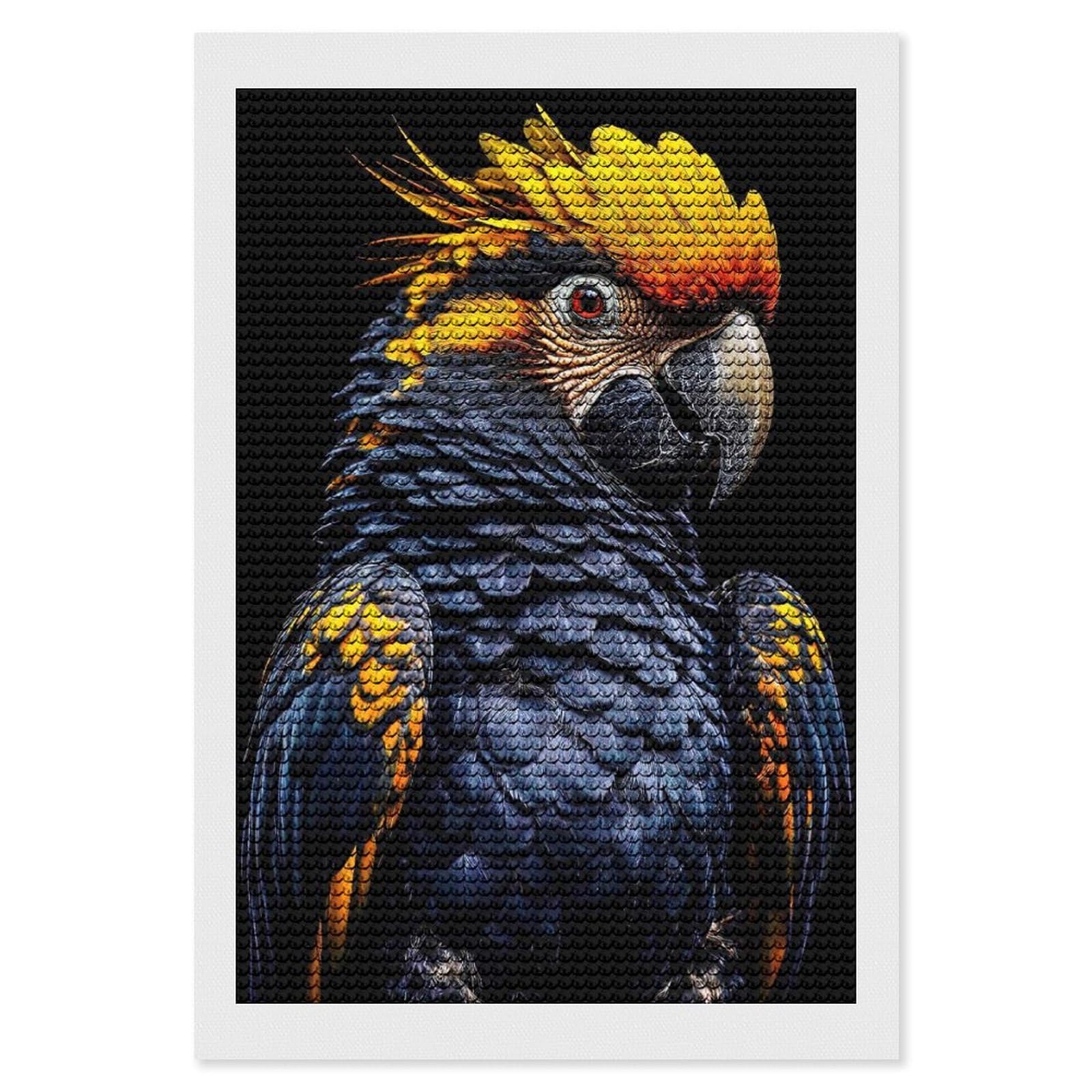 Junmoney Yellow-Crested Cockatoo Portrait Diamond Painting Kit 8"x12", for Women, Simple to Start, Bedroom Decor, Christmas Gift, Good for Quiet Evenings