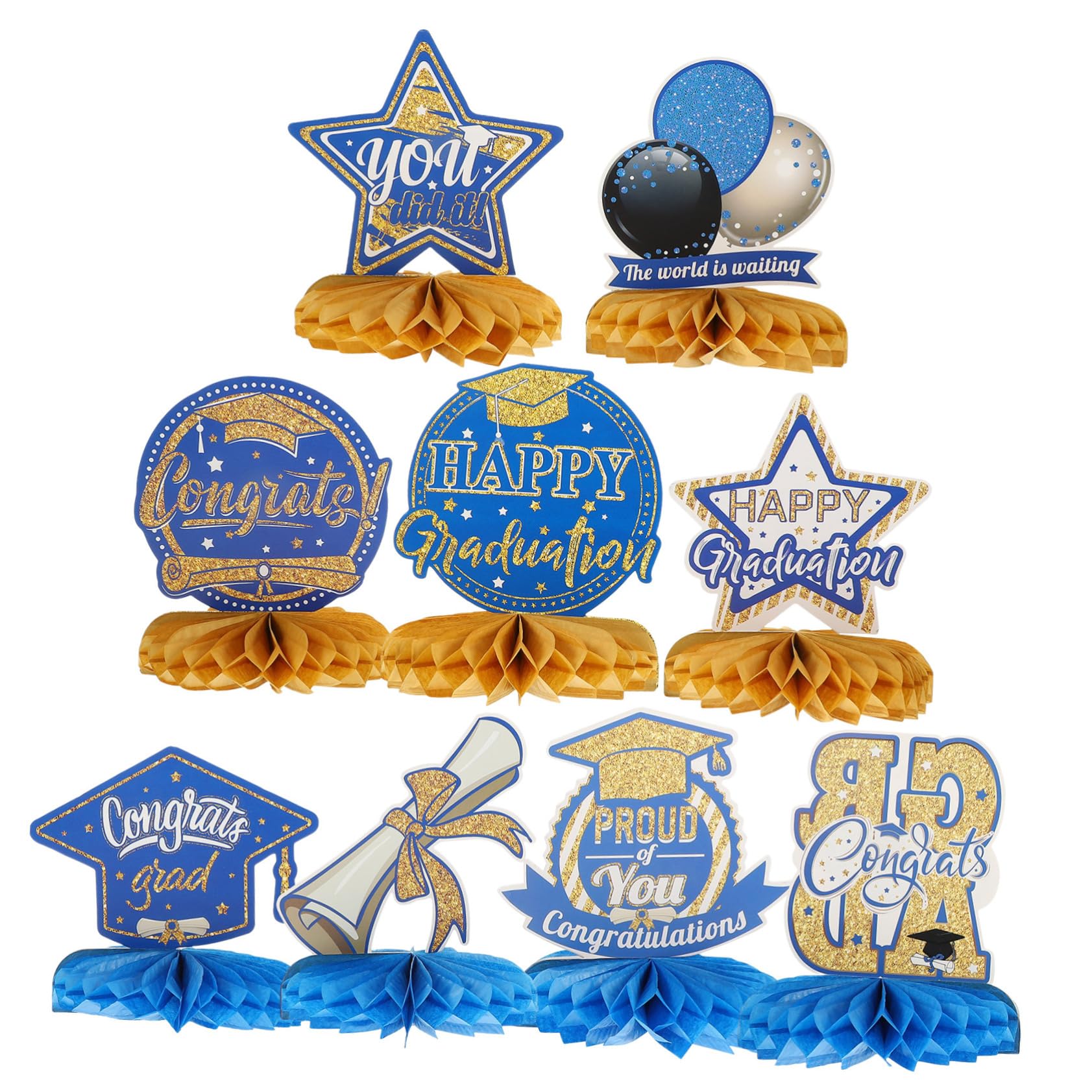TOPBATHY 3 Sätze Abschluss-waben-ornament Hochzeit Goldene Tischdekorationen Zum Abitur Schreibtisch Dekoration Home Decor Tischdekoration Für Party Wabenkugeldekore Papier Blue 9 Stück * 3