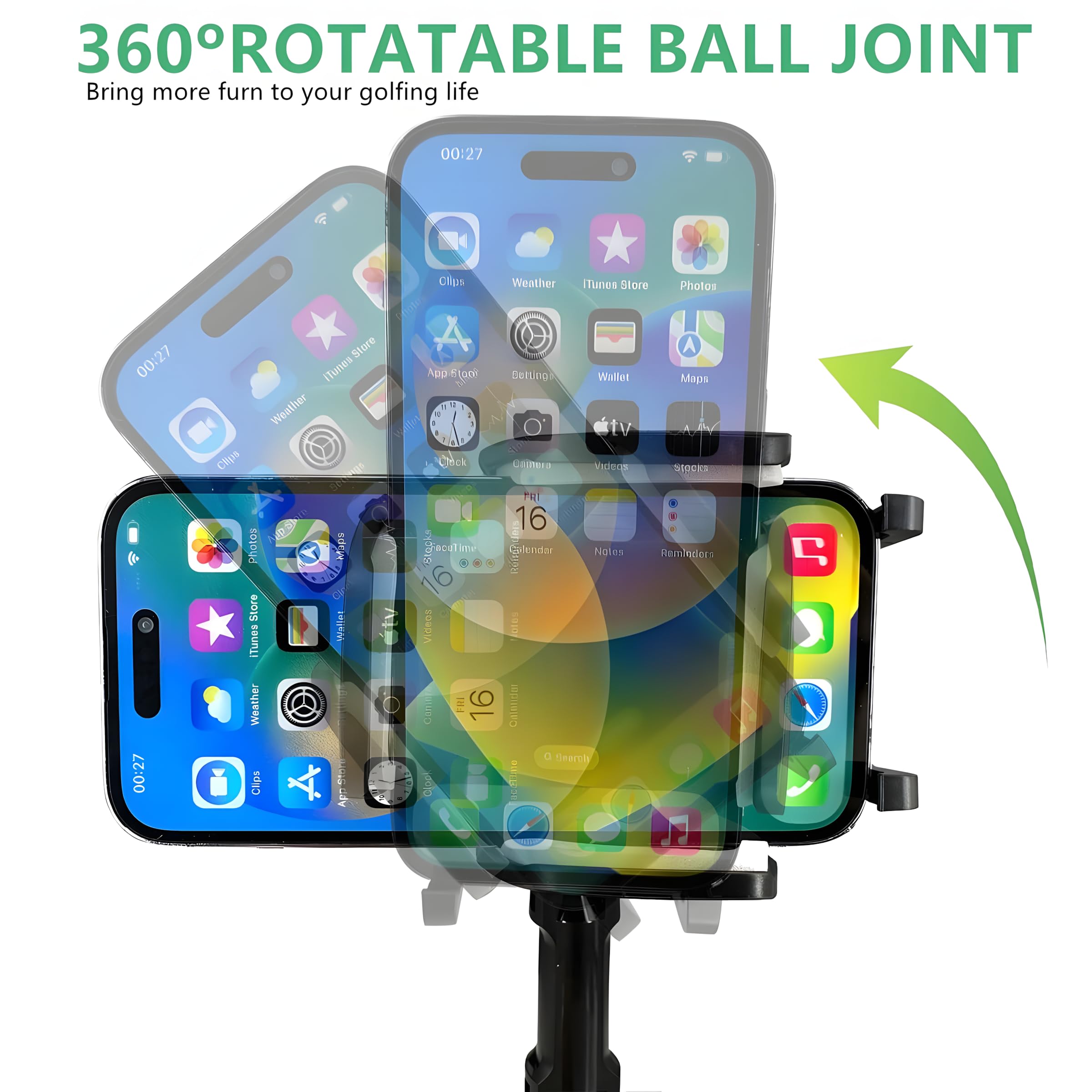 Soporte de teléfono para coche, giratorio de 360°, cuello de cisne, altura ajustable, soporte de montaje para teléfono celular, montaje en vehículo para EE. UU