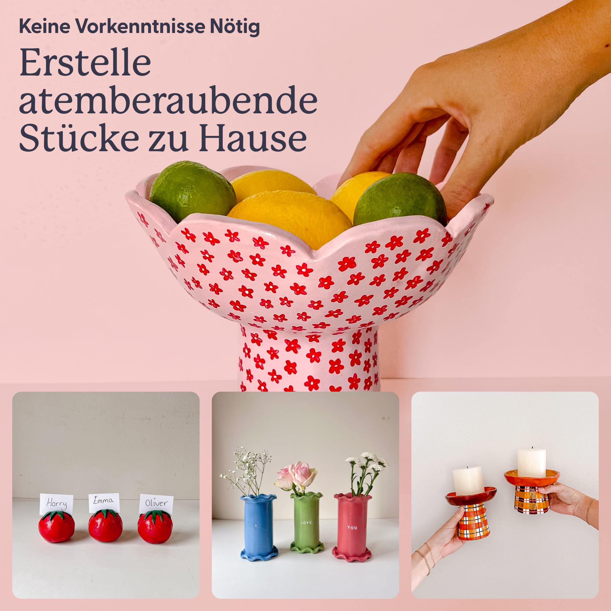 Sculpd Kaarsen maken aardewerk kit voor volwassenen met lucht droge klei en acryl verf set, niet-giftige Eco soja was, geurende geur, kaars glazuur, gereedschap & gids, 2 kaarsen, pioenroos met Sculpd Kaarsen maken aardewerk kit voor volwassenen met lucht droge klei en acryl verf set, niet-giftige Eco soja was, geurende geur, kaars glazuur, gereedschap & gids, 2 kaarsen, pioenroos met
