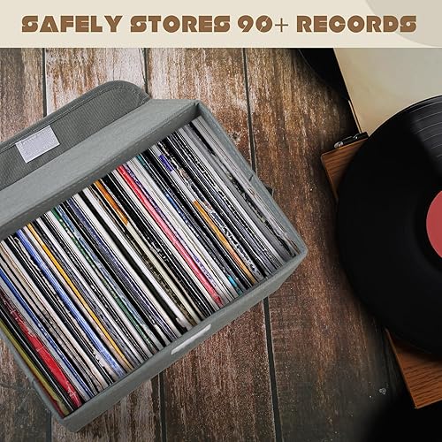 Miniatura 4 de Paquete de 4 cajas de almacenamiento de discos de vinilo, organizador de discos LP, caja de almacenamiento de vinilo con tapa, almacenamiento para