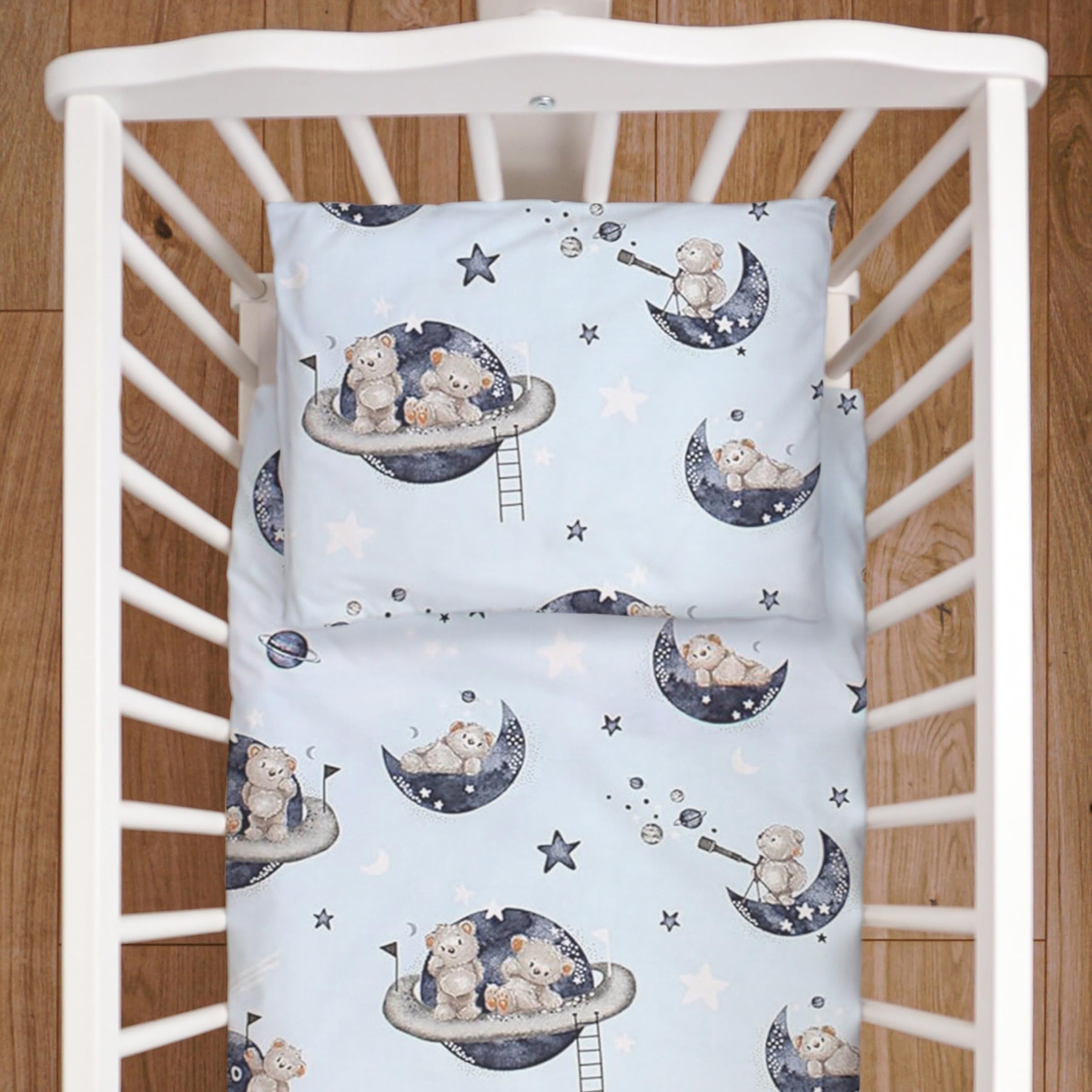 Baby Comfort Bears In Space 4 Piece Duvet Pillow Duvet Cover Pillowcase 80X70 Cm Bedding Set 12M+ (Bears In Space)