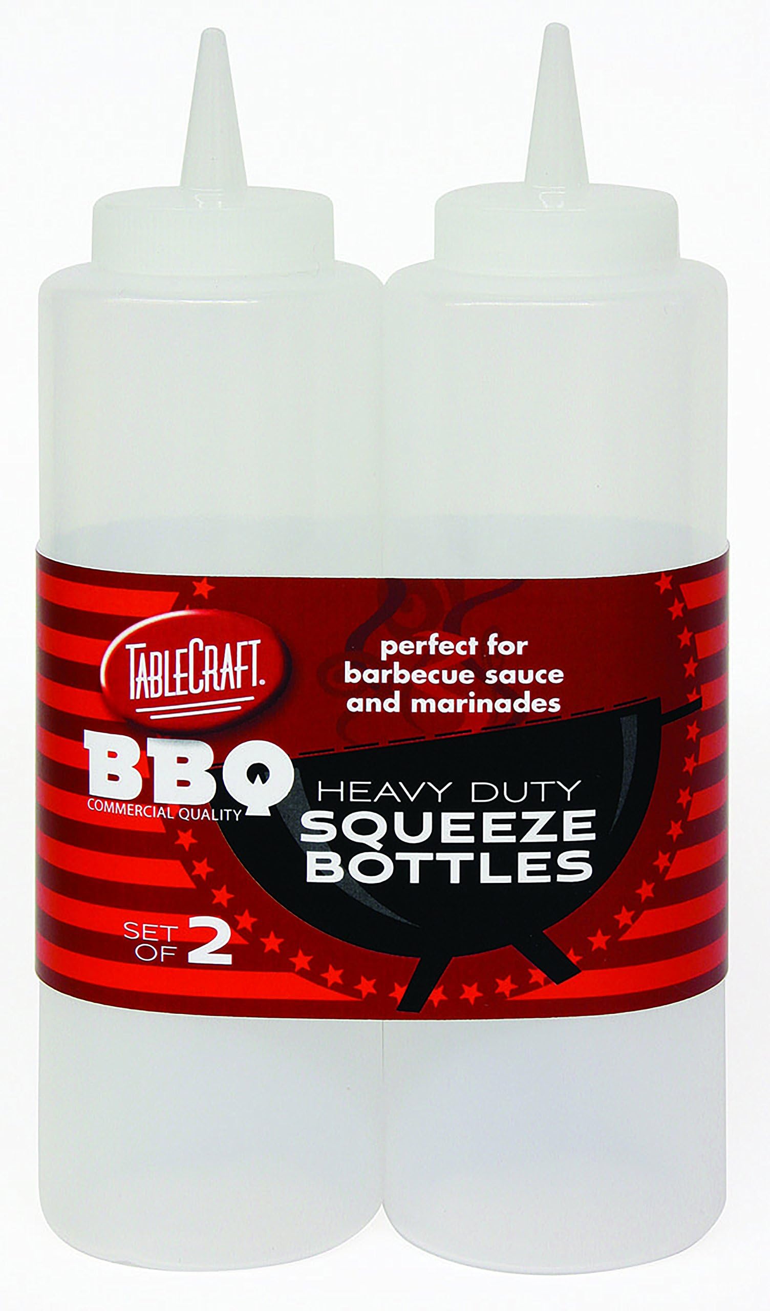 Tablecraft12-Ounce Clear Heavy Duty 2-Pack Squeeze Bottles (BBQ112C-1), Plastic, Multicolor
