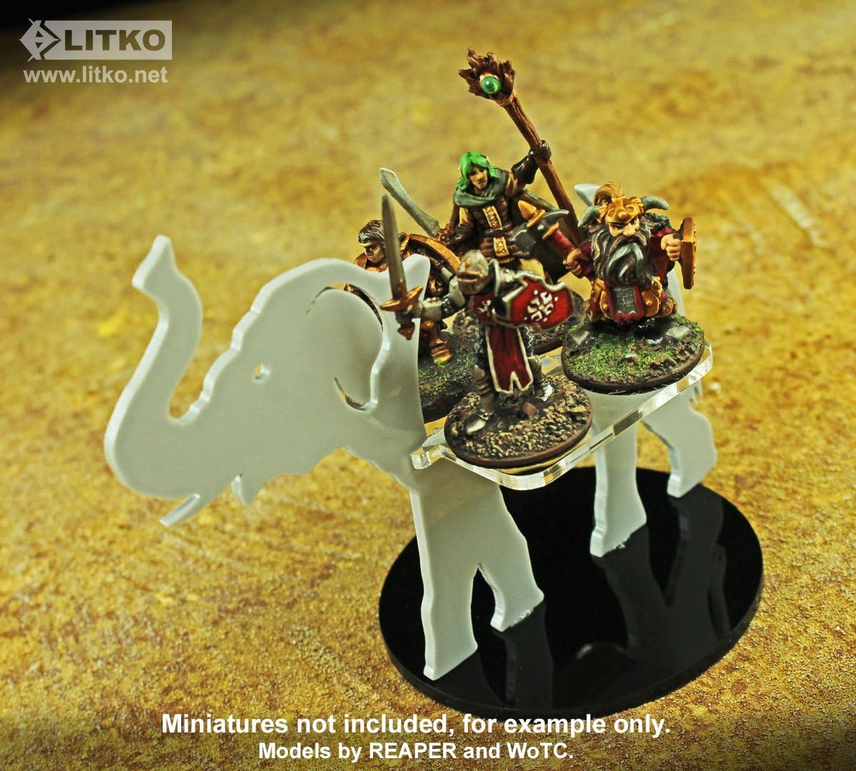 LITKO Elephant Character Mount with 3 inch Circular Base, Grey