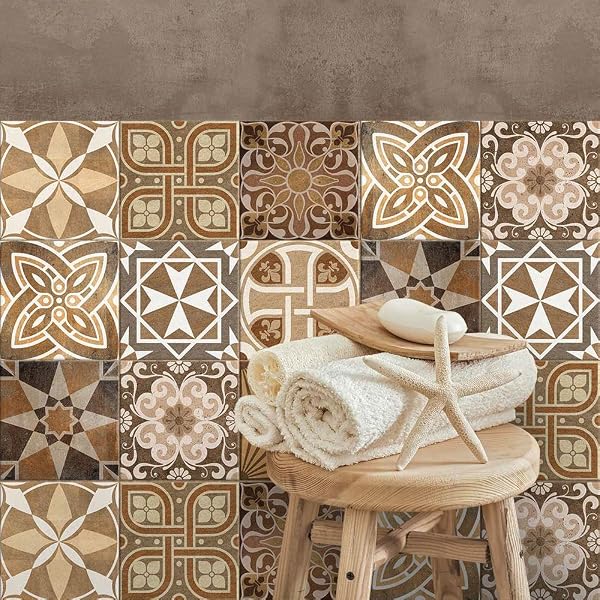 RE-COVERTILES - Pegatinas para Azulejos de Baño y Cocina 10 Piezas 20x20 cm - PS00146 Decoración de pared en PVC Azulejos Mosaico Impermeables estilo Cementina Azulejos - 2