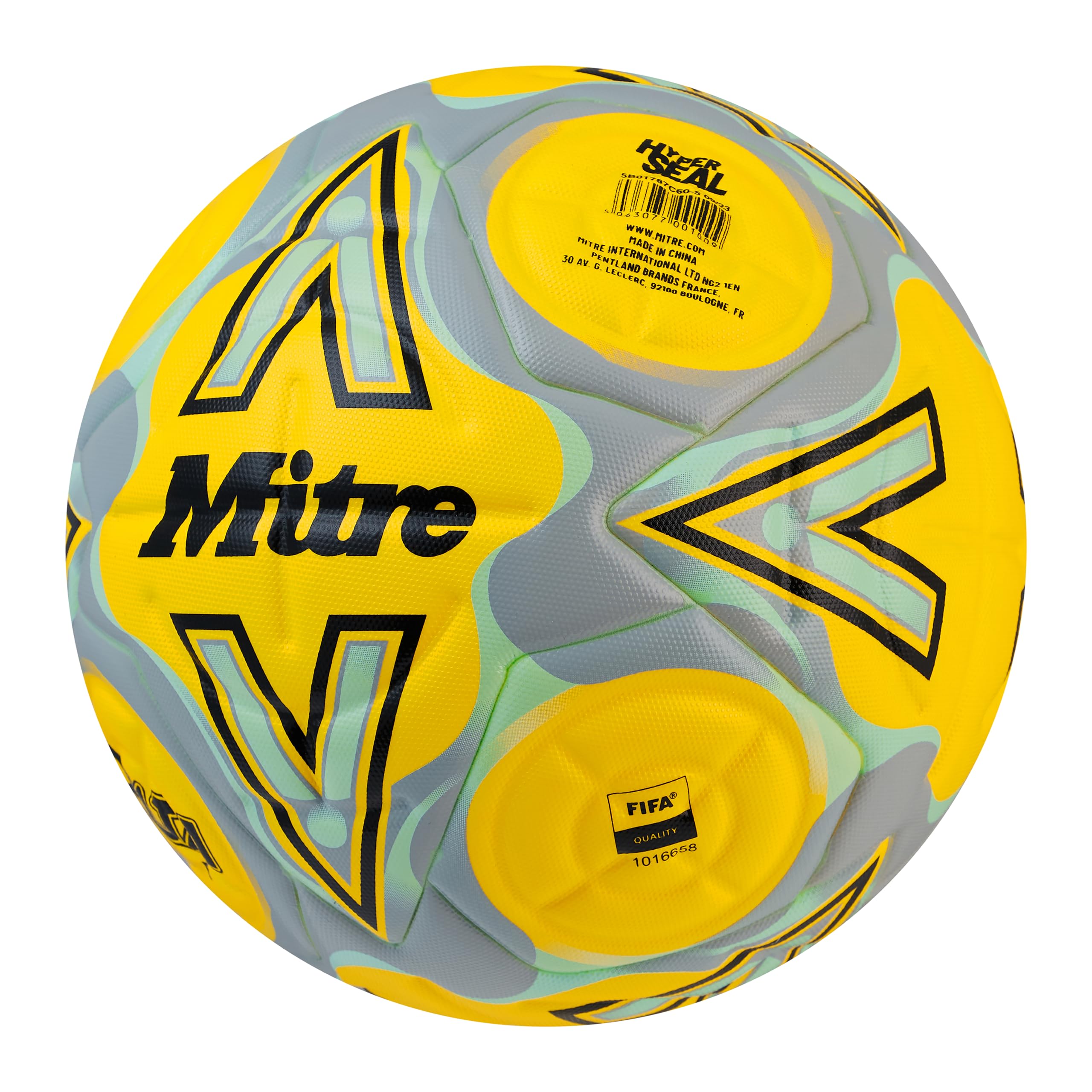 Mitre Piłka nożna dla dorosłych Delta One 24, fluorescencyjny żółty/czarny/okrągły szary, 5