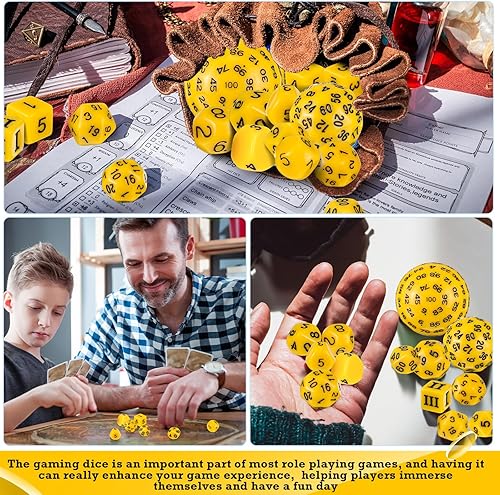 Miniatura 6 de Juego completo de dados poliédricos D3-D100 de 15 piezas en color negro opaco, juego de dados de 100 lados para juegos de rol, juegos de mesa,