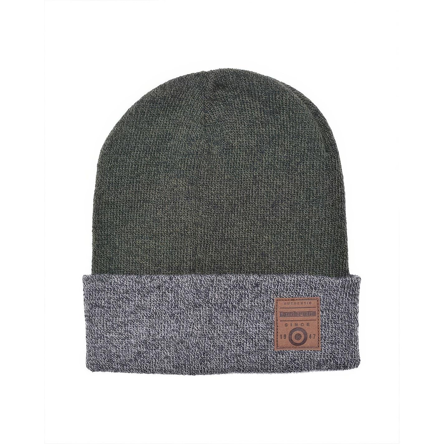 Lambretta Unisex Up Beanie Khaki/Charcoal One Size