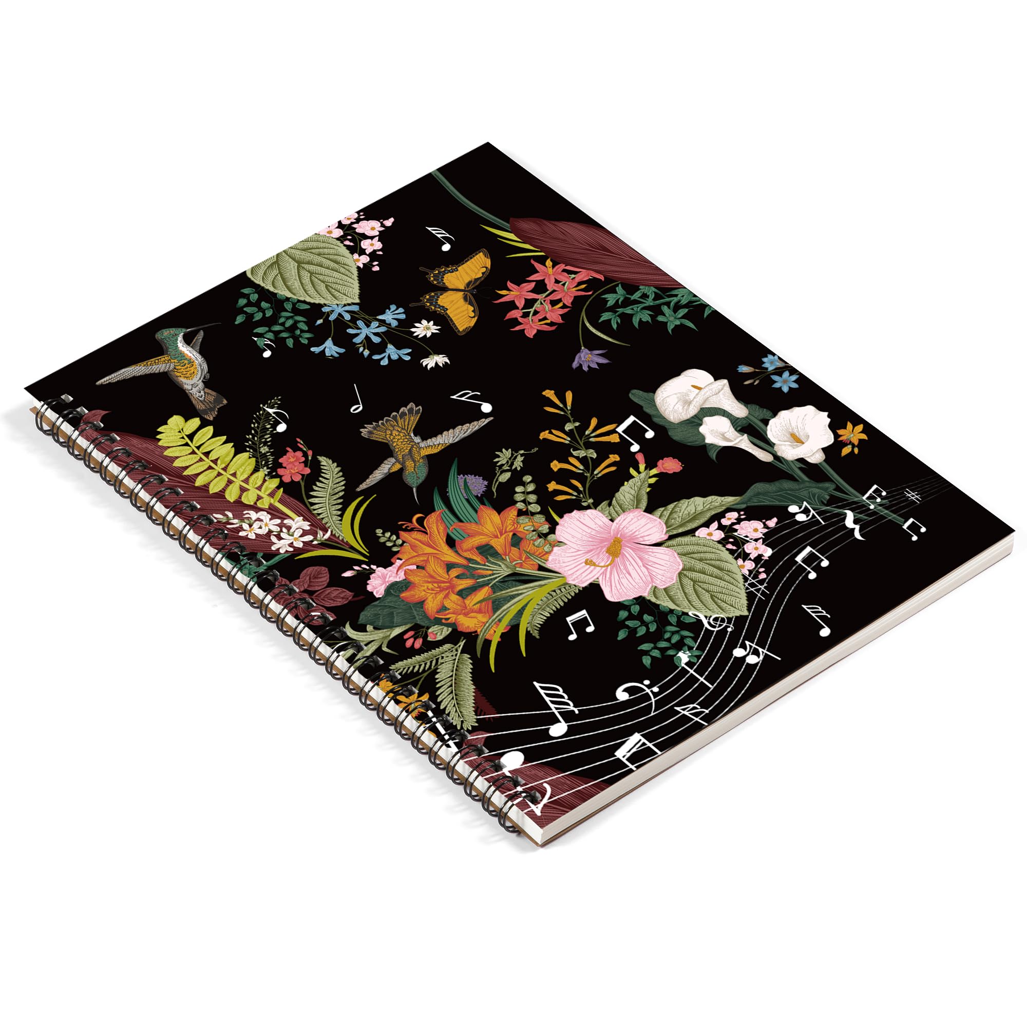 MAXCURY Blanko Noten Komposition Manuskript Personal Paper Art Music Notebook Black 100 Pages 26x19cm (Flora)
