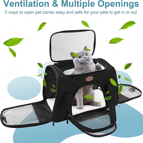 Vista 6 de Transportador de gatos para perros medianos y pequeños, perros y cachorros de hasta 15 libras, aprobado por la aerolínea TSA, transportador