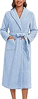 Ekouaer Women's Long Plush Bathrobe - Soft Fuzzy Cozy Warm Robe with Shawl Collar, Pockets & Tie Belt for Lounge Sleepwear
