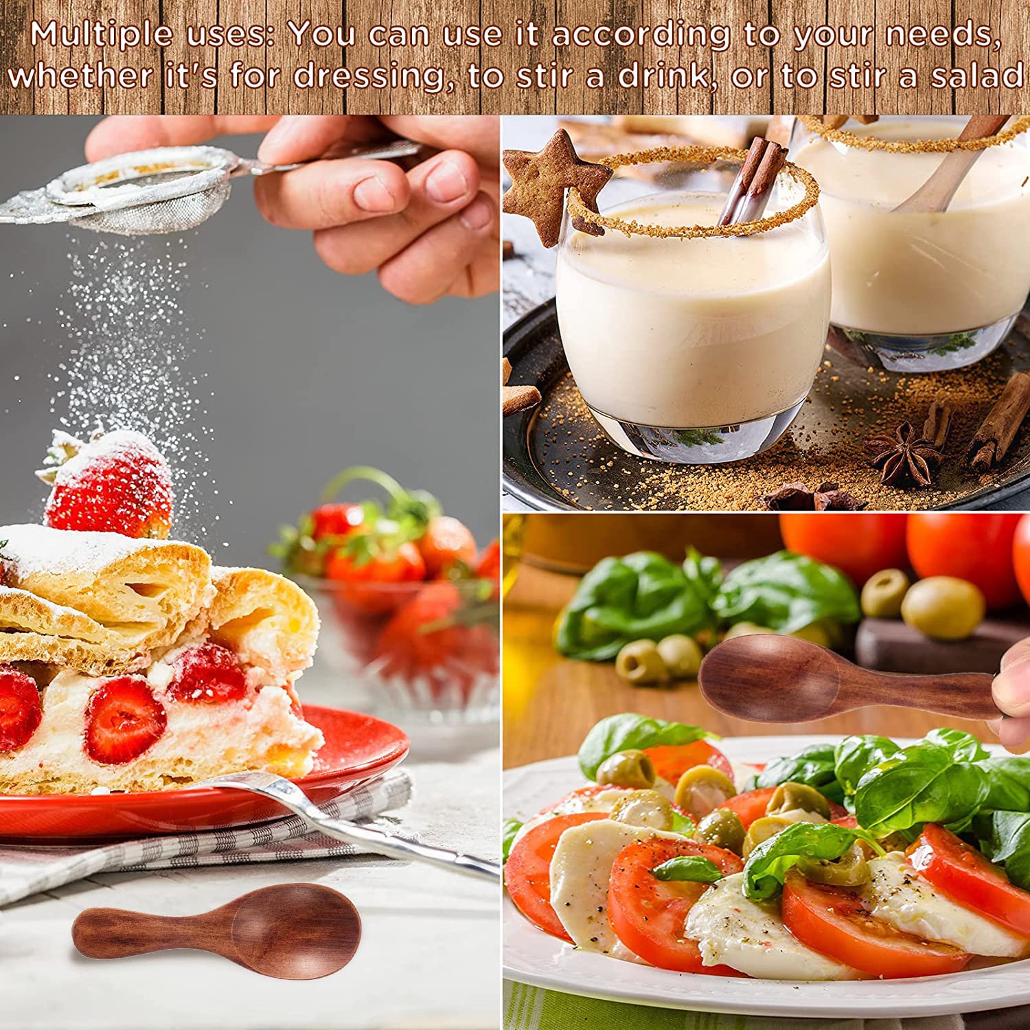 Mała drewniana łyżka, mini drewniane łyżki z krótką, małą łyżeczką do soli, mini drewniana łyżka, łyżka do mleka w proszku, łyżka pomiarowa, przyprawy, idealna do małych słoików, dżemów