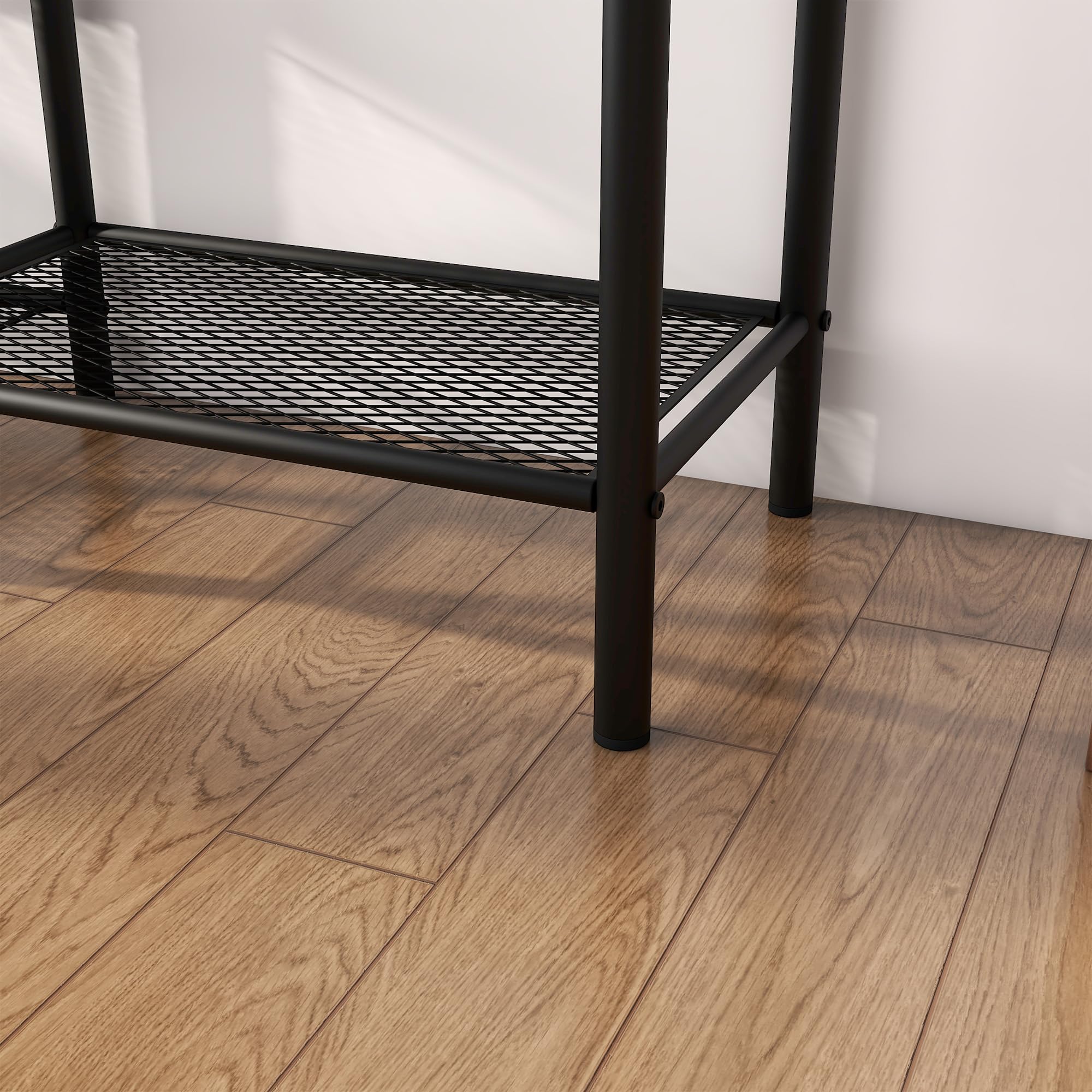 HOMCOM Meuble d'entrée vestiaire entrée 2 en 1 Design Industriel Porte-Manteaux et étagères à Chaussures en Acier - 92,5 x 28,2 x 182 cm Noir