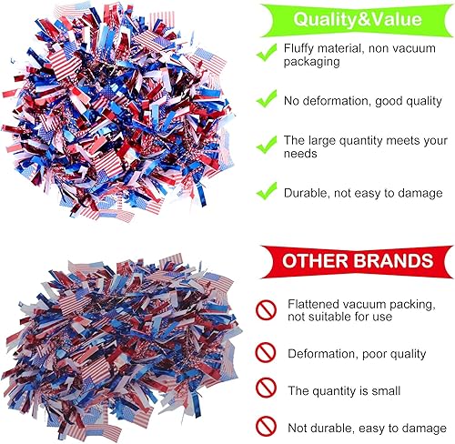 Miniatura 2 de Guirnalda de oropel patriótica del 4 de julio, guirnalda de oropel del Día de la Independencia, decoración roja, blanca, azul, metálica, estrella de