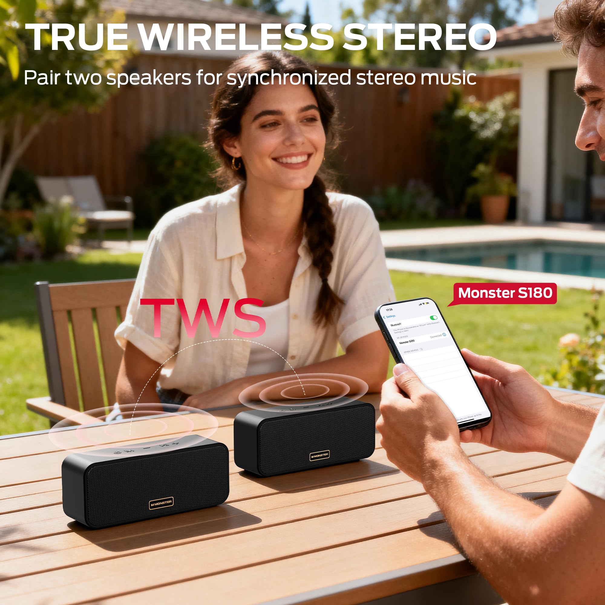 Monster S180 Bluetooth Speaker IPX6 Waterproof Speaker for Home, Outdoor,Party — view 7