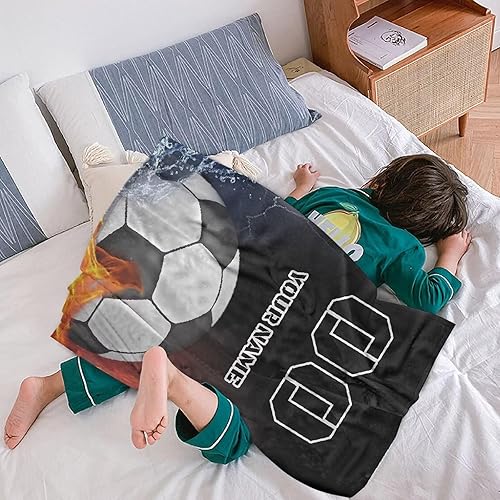Miniatura 4 de Tuoxiukan Manta de fútbol personalizada con nombre, manta personalizada para niñas y niños, mantas de números personalizados para equipo de fútbol,