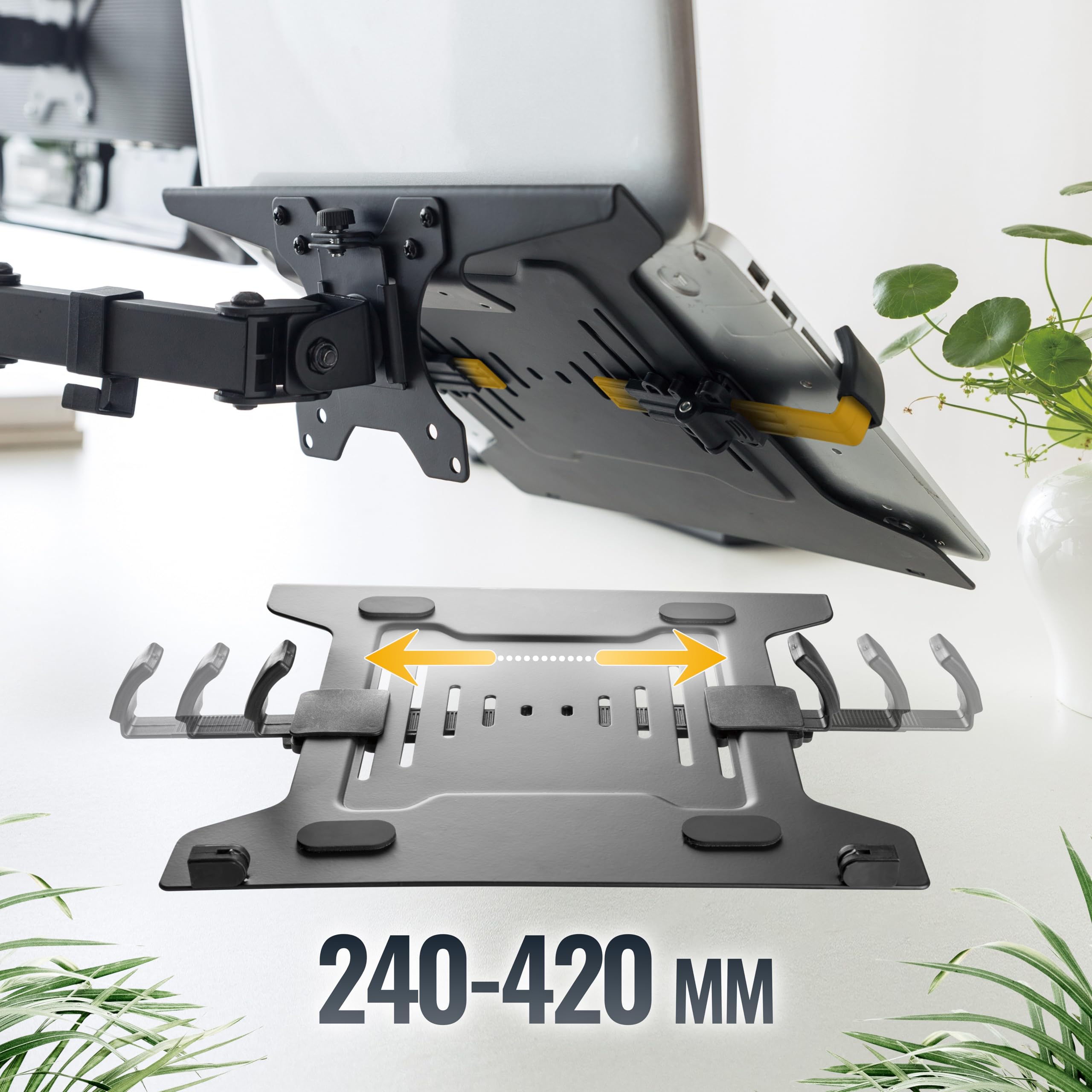 RICOO Uchwyt na laptopa, CZ3028, Lap Desk, regulowany, uchwyt na monitor, taca na laptopa, VESA 75 x 75/100 x 100, matowa czerń, uchwyt na ekran, 30 x 28 cm, stojak na laptopa, stojak na laptopa,