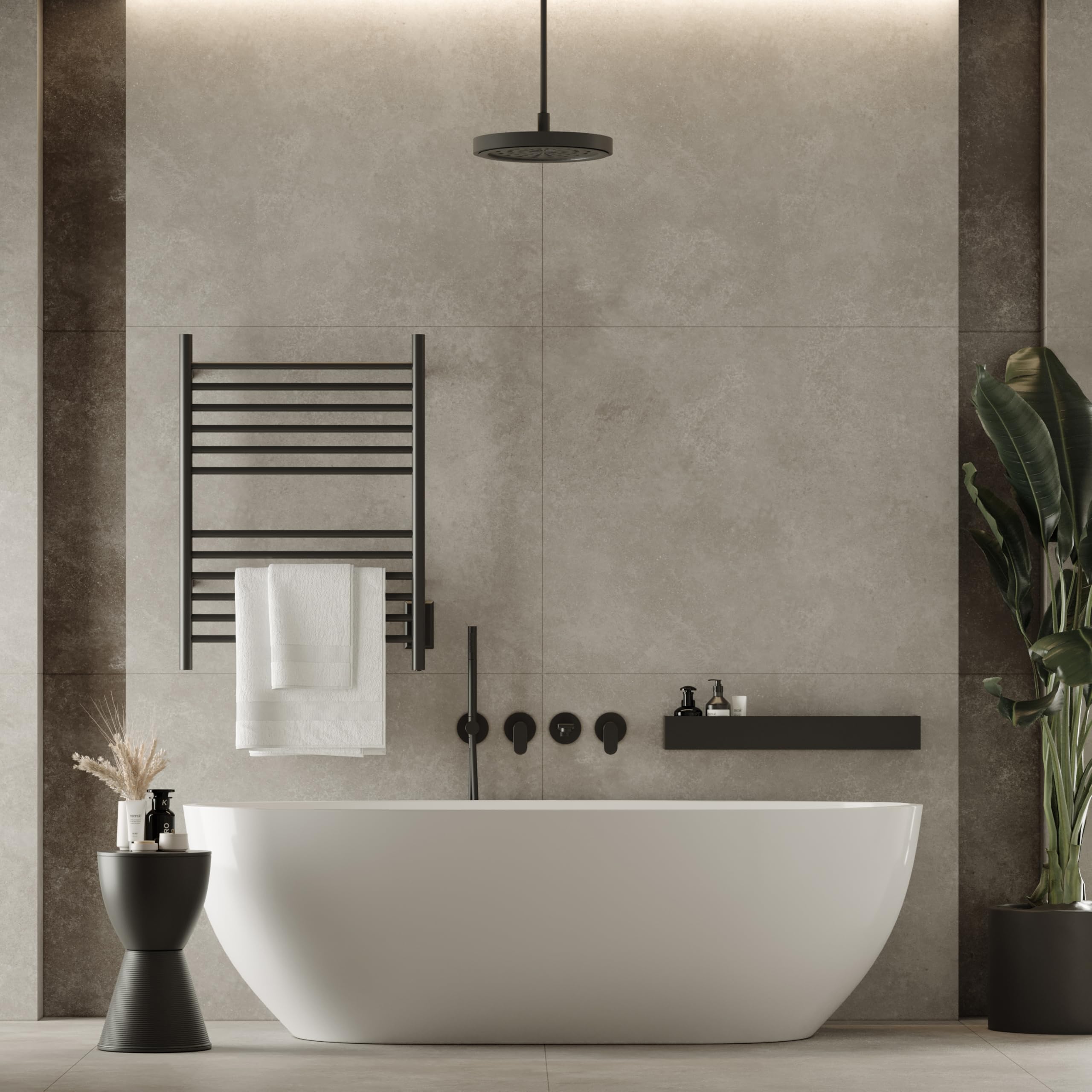 Amba Cape Model 2332 12 Straight Bar Hardwired Towel Warmer in Matte Black