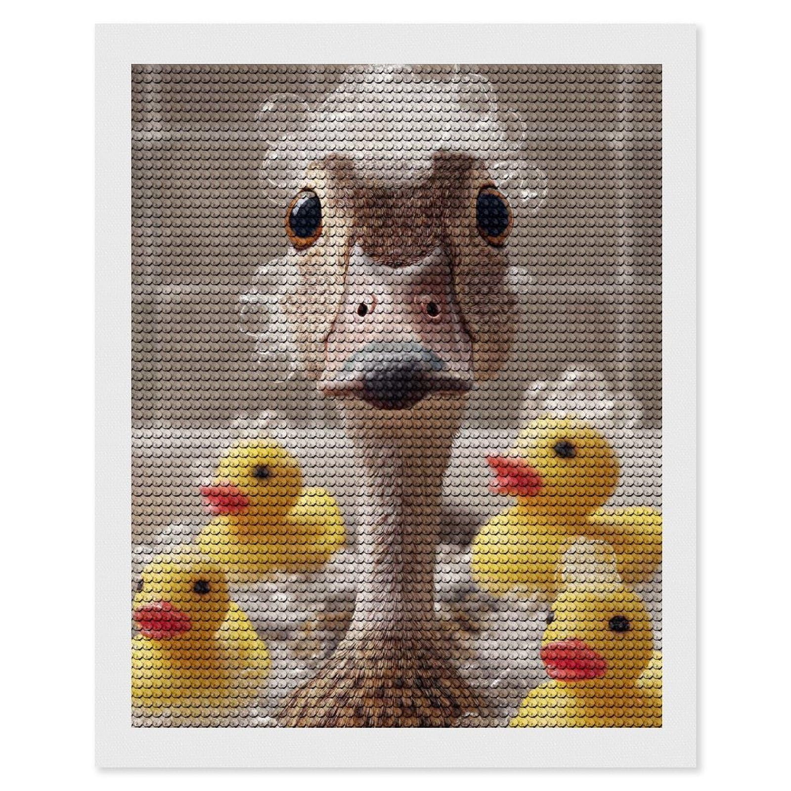 Junmoney Duck in Bath with Rubber Ducks Crystal Diamond Art Kit 16"x20", Modern Decor, Boho Decor, Wall Art Gift, Decorative Artwork, Creative Hobby