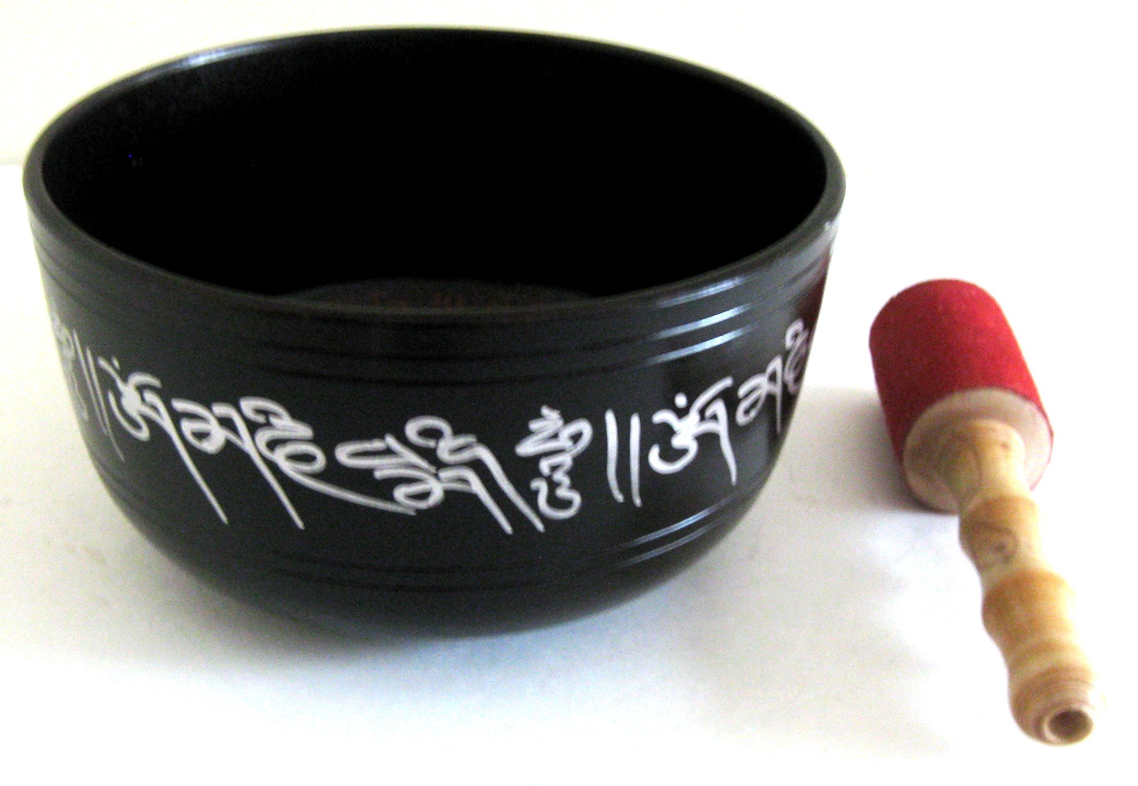 Singing Bowl Healing Bowl Meditation Medicine Buddha Etched Om Mani Padme Hum Tibetian Singing Bowl With Mallet, LARGE 8