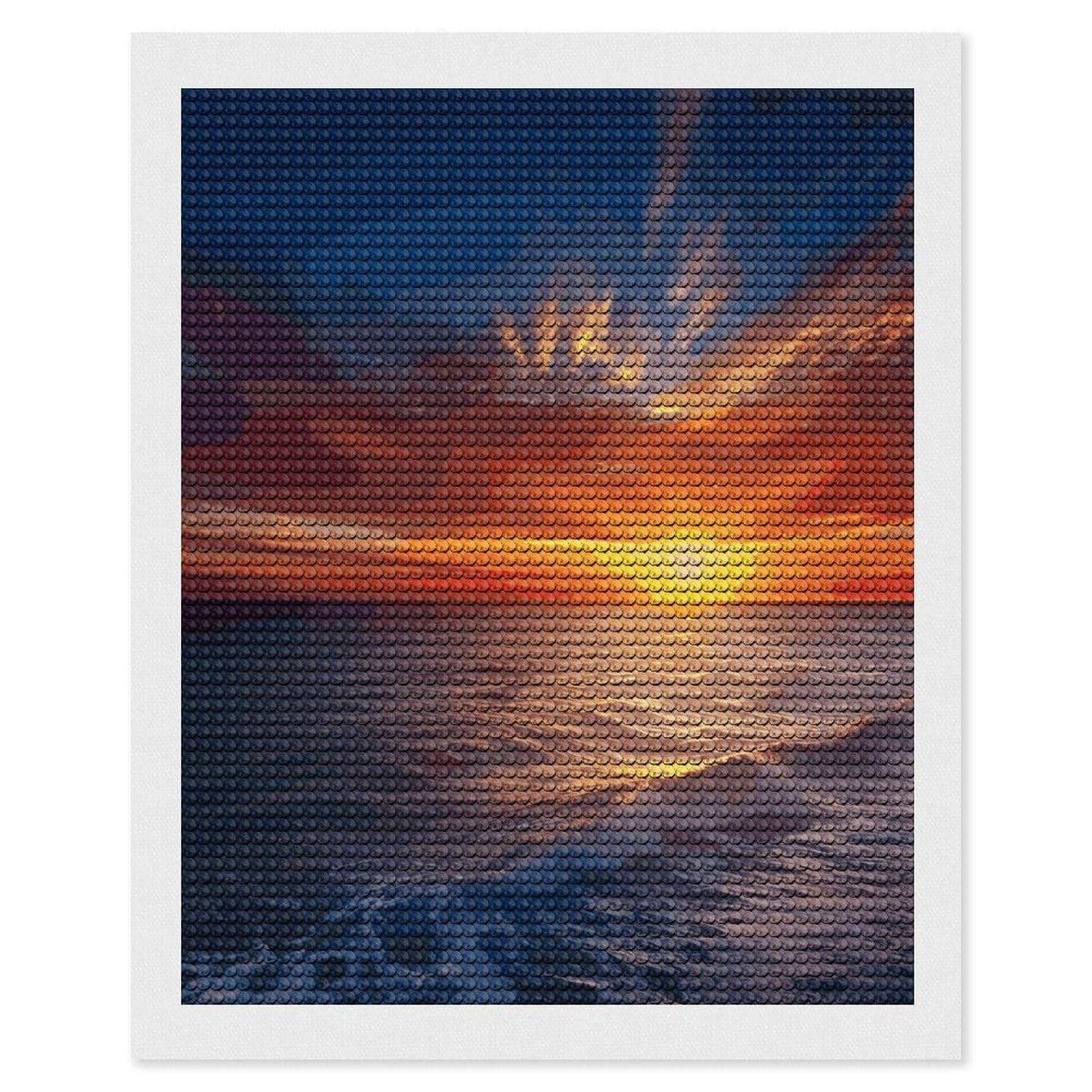LDGSUPH Sea and Sunset Diamond Painting Kits for Adults Paint with Diamond Pictures Art DIY Full Drill Diamond Dots Painting Personalized Diamond Photo for Home Wall Decor Gift 16"x20"