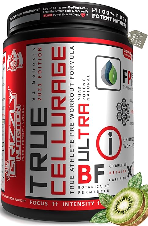 Grizzly Nutrition True Cellurage Pre Workout V2021 Upto 65 Servings Citrulline Beta Alanine Caffeine 13 Performance Boosters 160 Grams Kiwi Crush Martini Amazon In Health Personal Care