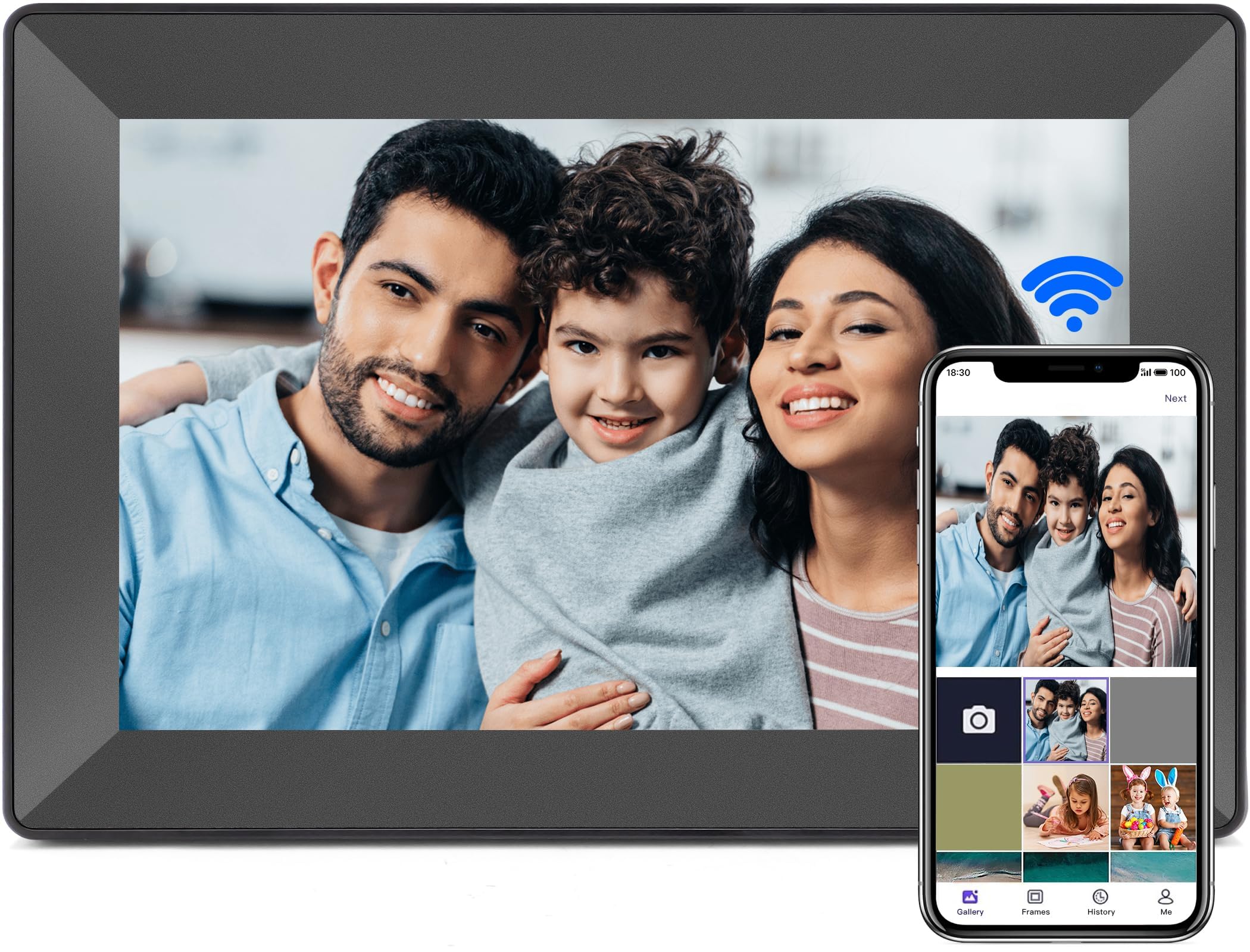 Frameo – Marco de fotos digital WiFi Touch de 10.1 pulgadas, marco de fotos digital HD IPS de 16 GB, marco electrónico inteligente