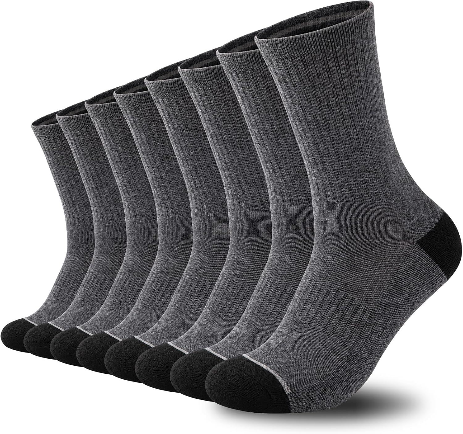 COOVAN 8 Pairs Mens Athletic Crew Socks Moisture Wicking Heavy Duty Cushioned Work Socks with Reinforced Heel and Toe