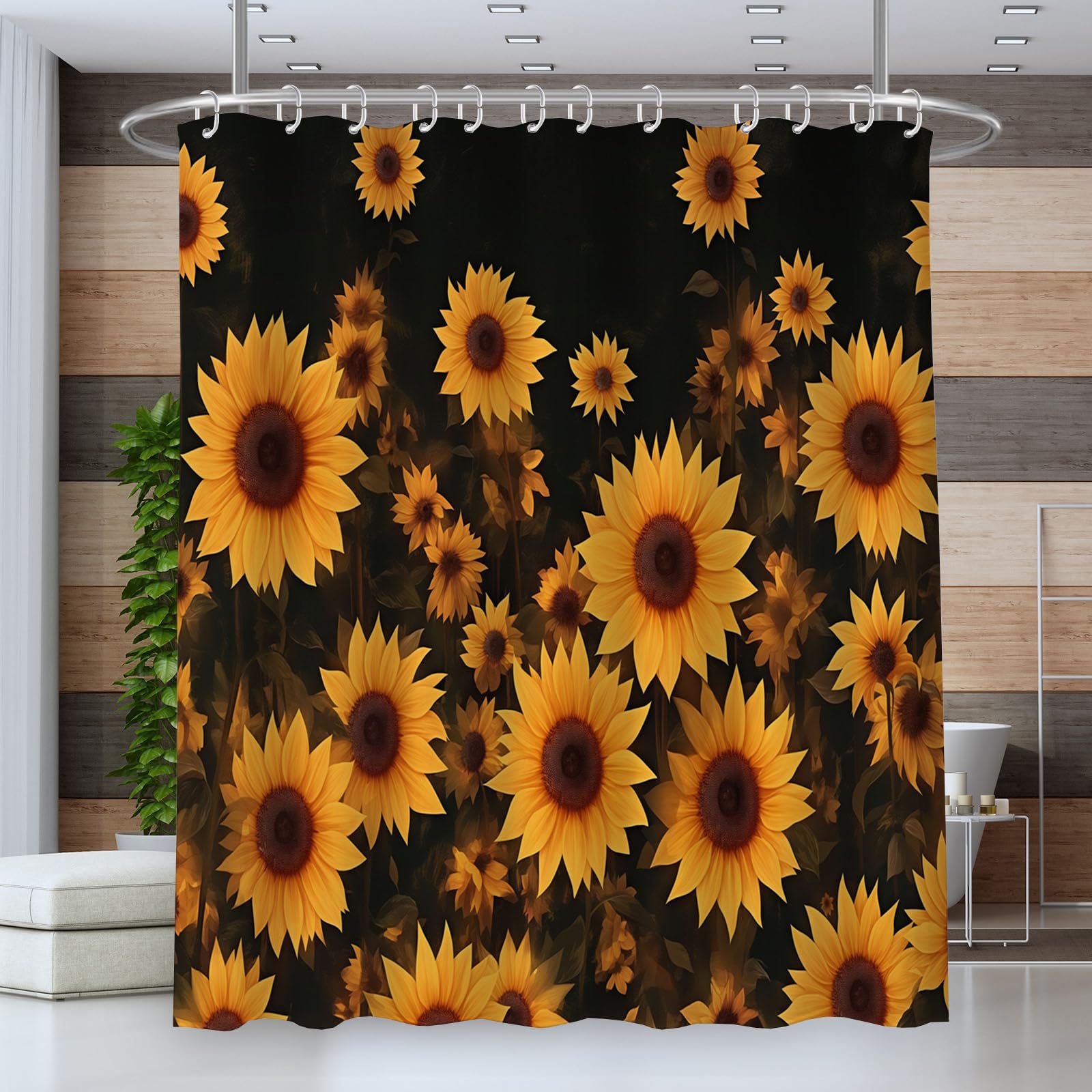 Rideaux de douche polyester anti-éclaboussures 180 x 180 cm avec 12 crochets pour salle de bains