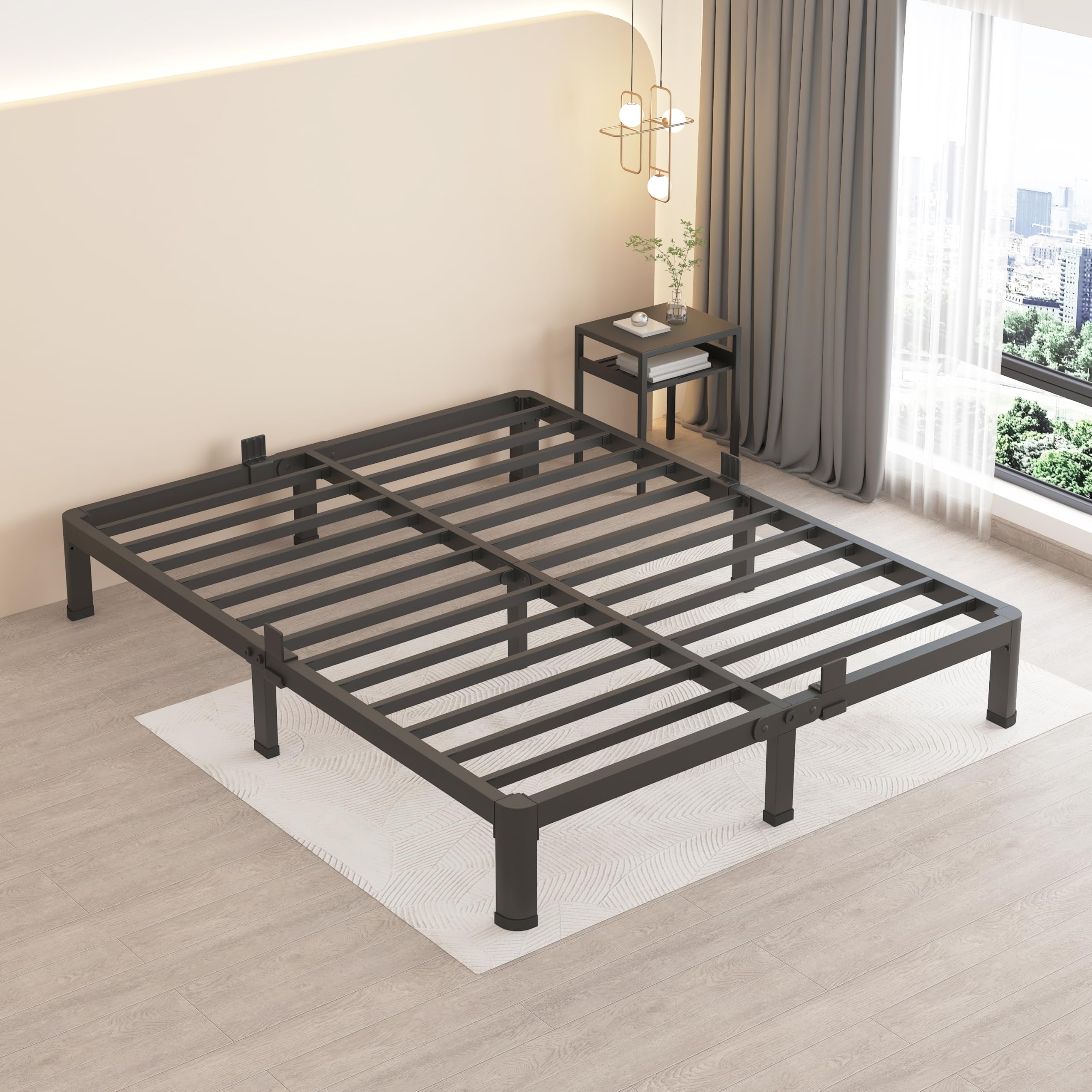 MAF 10 Inch Queen Metal Platform Bed Frame with Round Corner Legs, 3000 LBS Heavy Duty Steel Slats Support, Noise Free, No Box Spring Needed, Easy