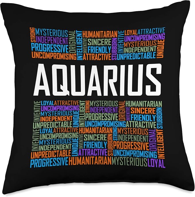 Aquarius Zodiac Traits Horoscope Astrology Sign Gift Words Throw Pillow