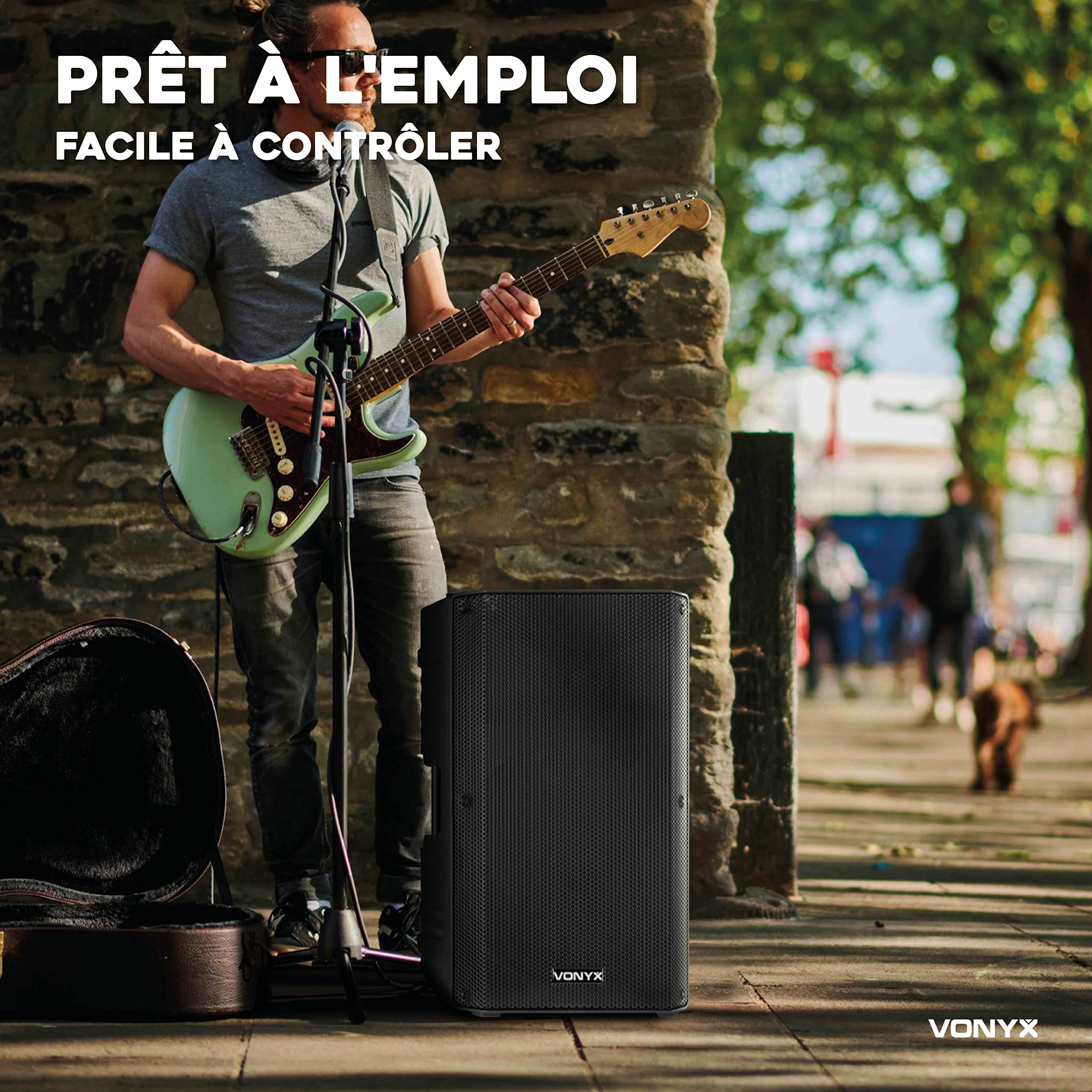 Vonyx VSA700 Enceinte Sono Active 1000W - Batterie Intégrée, Haut-Parleur 15", 2 Micros Main, Bluetooth, 8 Heures d'Autonomie, Idéale pour Vos Conférences ou pour Diffuser de la Musique