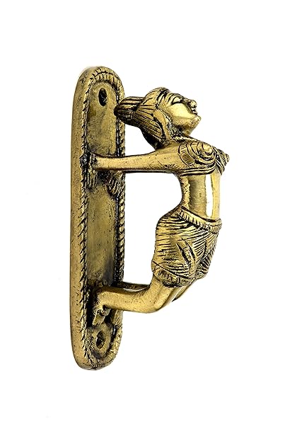 Two Moustaches Yoga Girl Brass Door Handle, Antique, Standard, Pack of 1