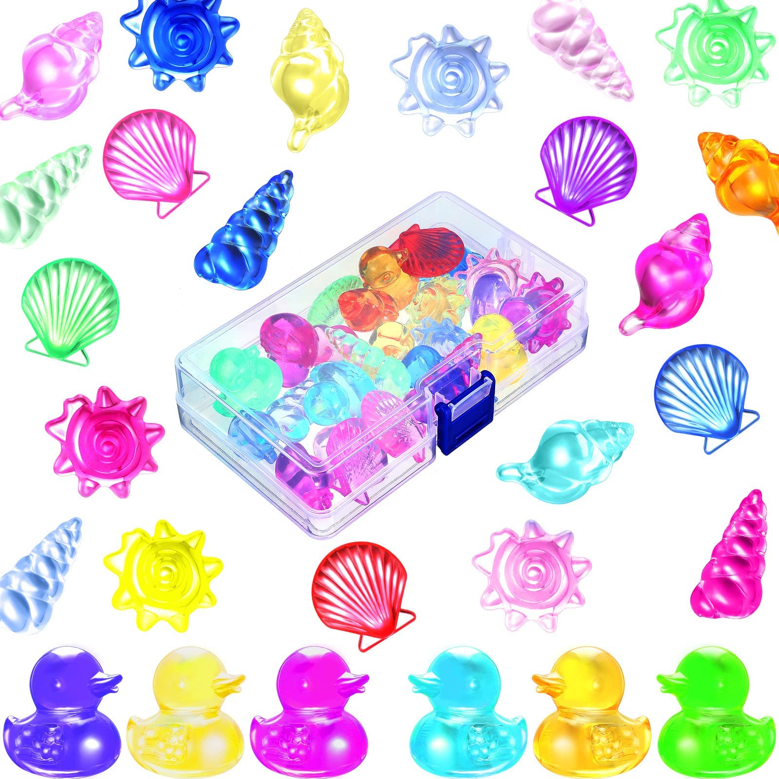 MAKINGTEC 24-Piece Ocean Theme Diving Gem Pool Toy Set - Acrylic Marine Animals & Duck Gems for Pool, Party Favors & Decoration - Ages 6+