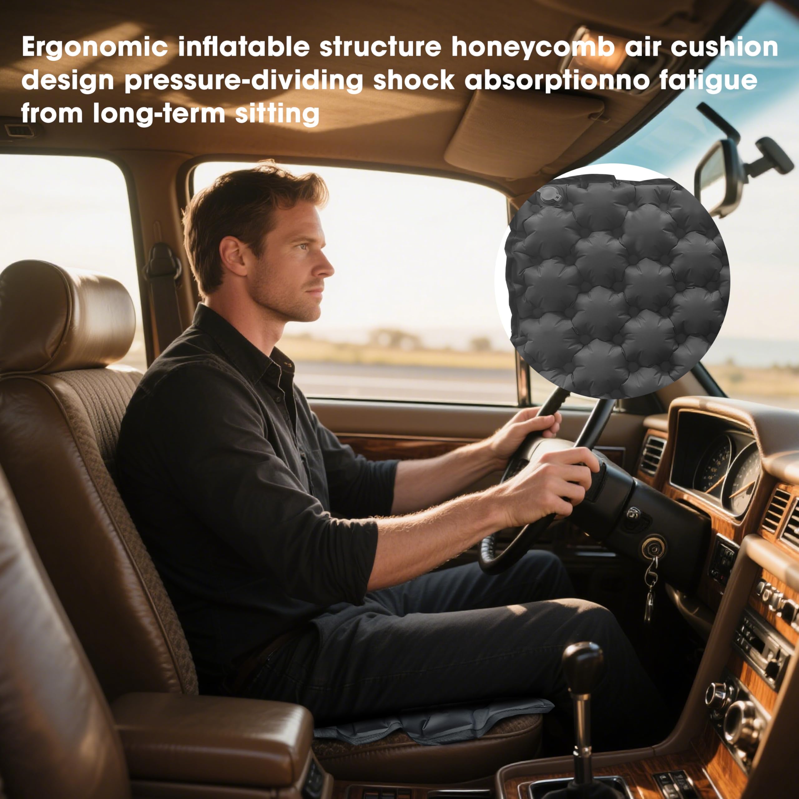 SSS·UrbanForests Inflatable Seat Cushion, Lightweight Camping Air Sitting Pad with Repair Cloths (Grey)