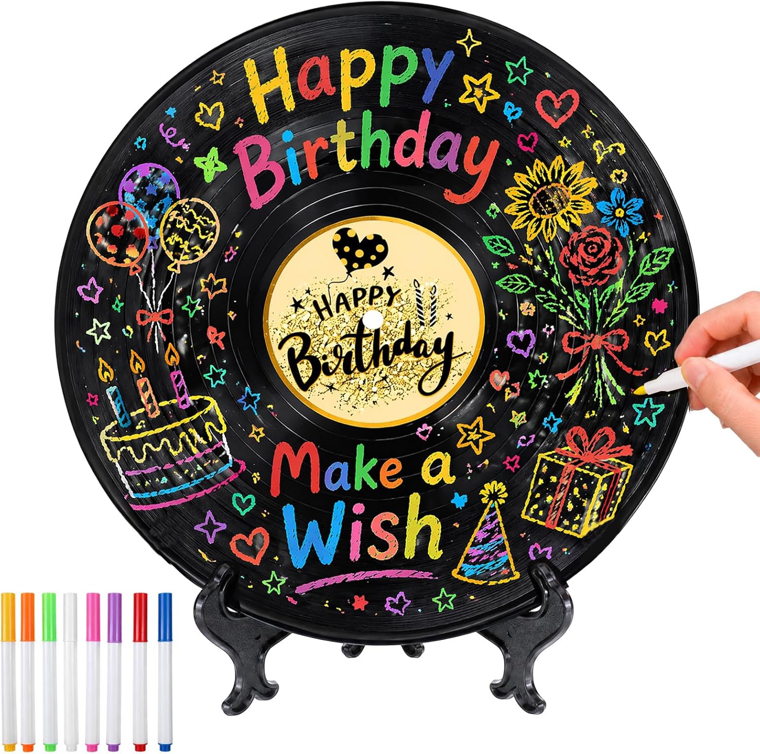 10Pcs Vinyl Record Graduation Guest Book, Customizable Black Orange Class of 2026 Signatures, Memorable Decorative Party Supplies for Graduation Celebrations