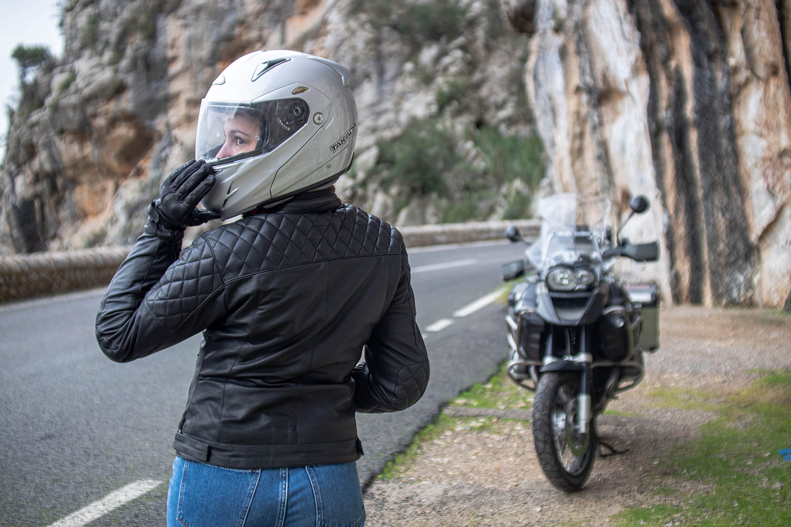 Classic Lady | Damen-Motorradjacke aus Leder mit herausnehmbarer Fleeceweste und herausnehmbaren Protektoren | Geprüft (EN 17092), 100% schwarzes Leder