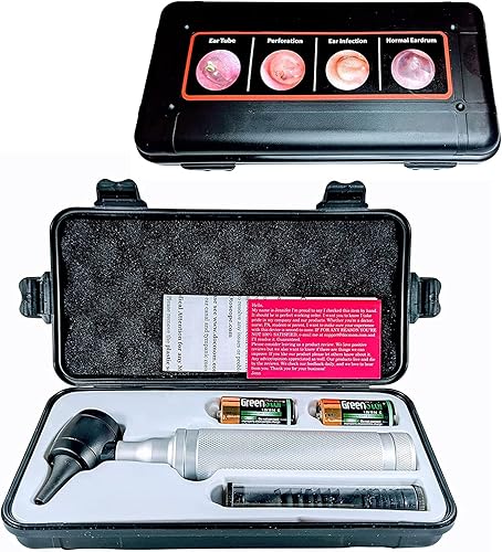 Otoscopio de 5 generación Dr Mom LED Pro, otoscopio de tamaño completo con nuestro mayor diámetro óptico, lente de vidrio, incluye pilas,