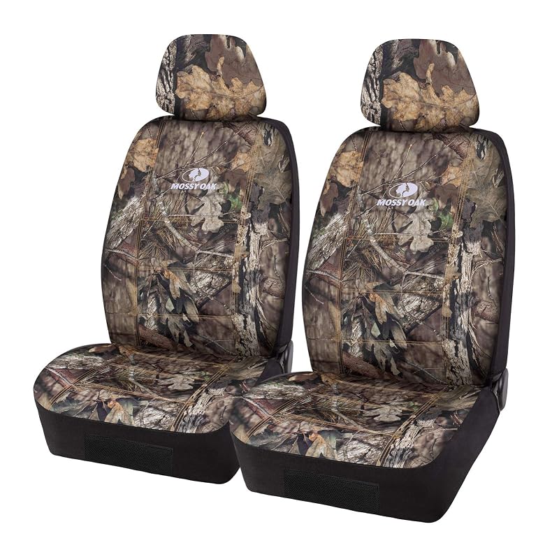 Capa para Banco Dianteiro Mossy Oak Camuflada em Tecido Oxford Rip-Stop, Compatível com Airbag, Encosto Baixo, 4 Peças