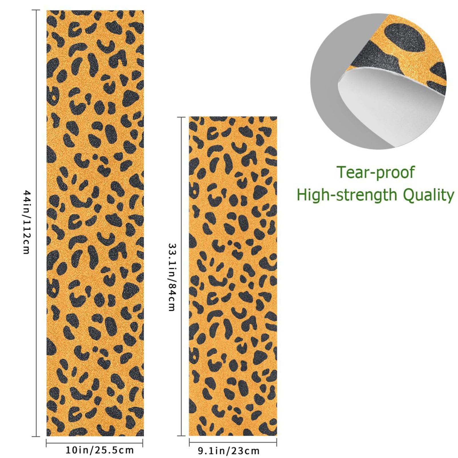 STAYTOP Orange Leopard Print Skateboard Grip Tape Sheet 44x10inch,Non Slip Waterproof Sandpaper Scooter Grip Tape Longboard Griptape