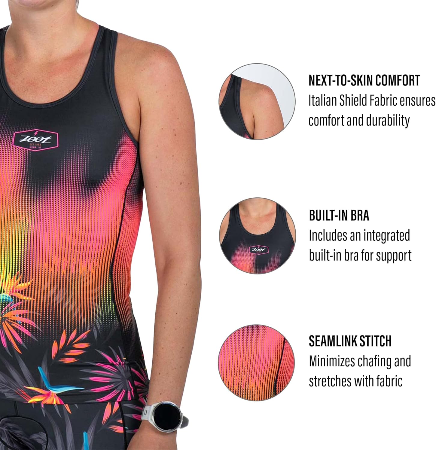 Zoot Women’s LTD Racerback Triathlon Tank Top, Sleeveless Tank for Racing & Endurance Training, Built-in Bra & Rear Pockets - Image 4