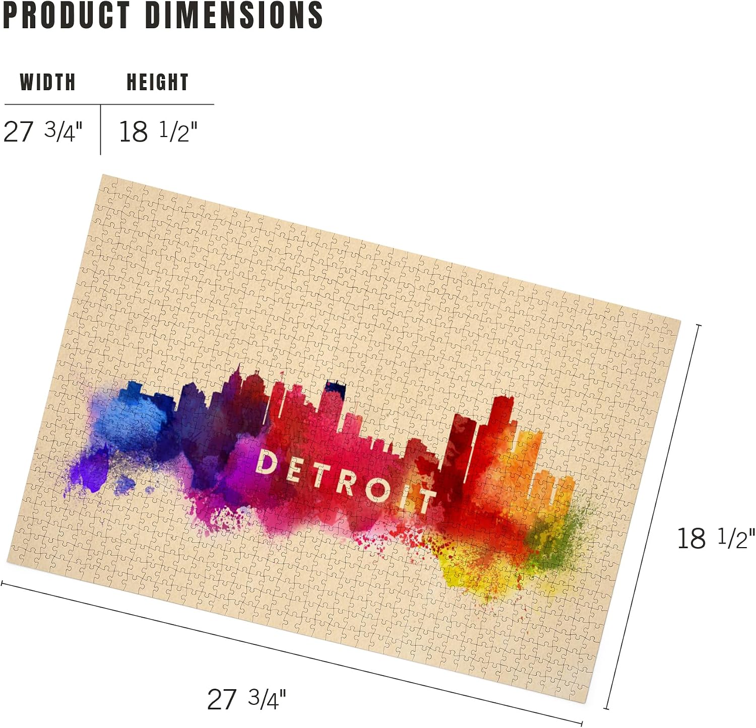 Detroit, Michigan, Skyline Abstract, Tan (1000 Piece Puzzle, Challenging Jigsaw Puzzle for Adults, Made in USA)