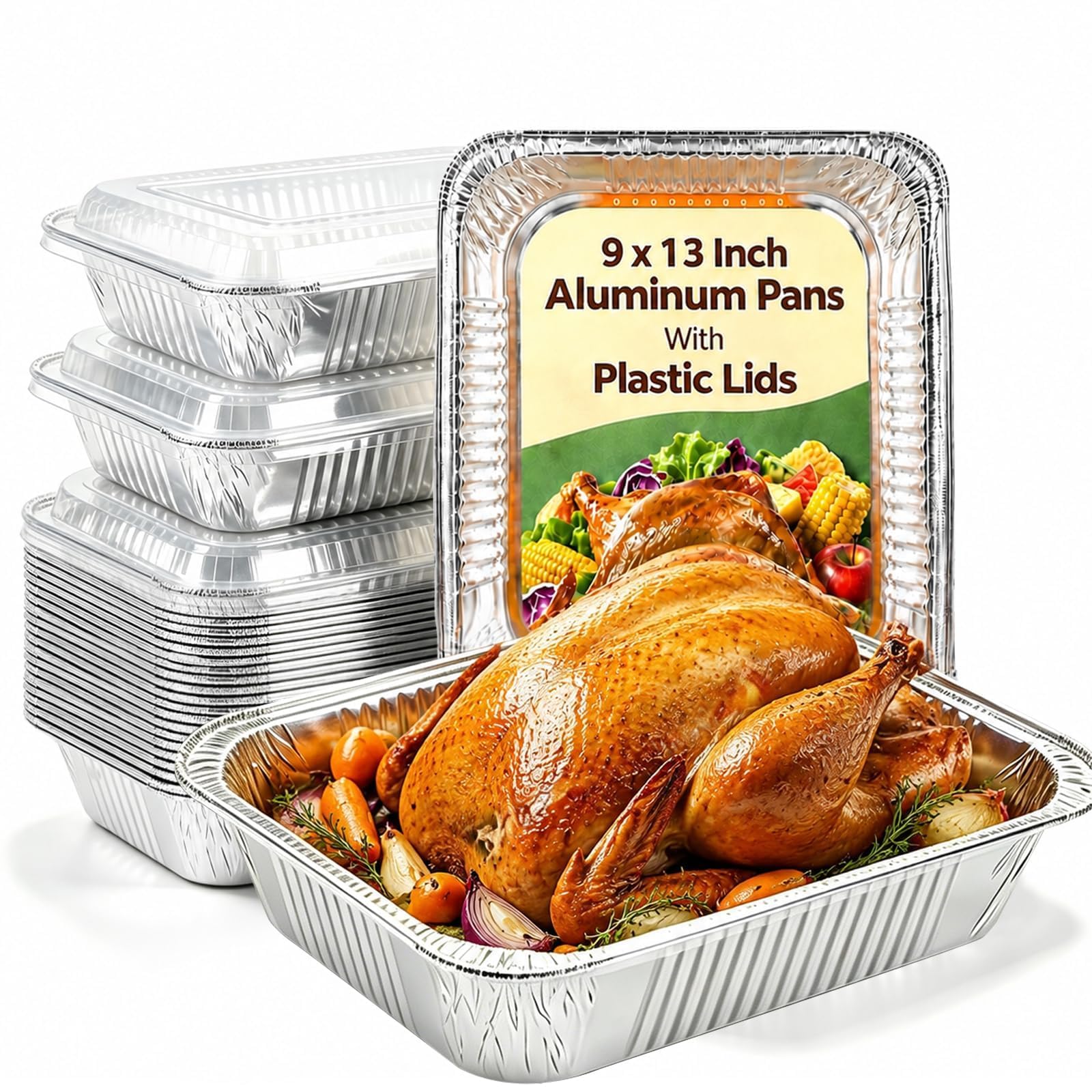 Photo 1 of JOCHER 9x13 Inch Aluminum Pans with Clear Lids - 25 Sets