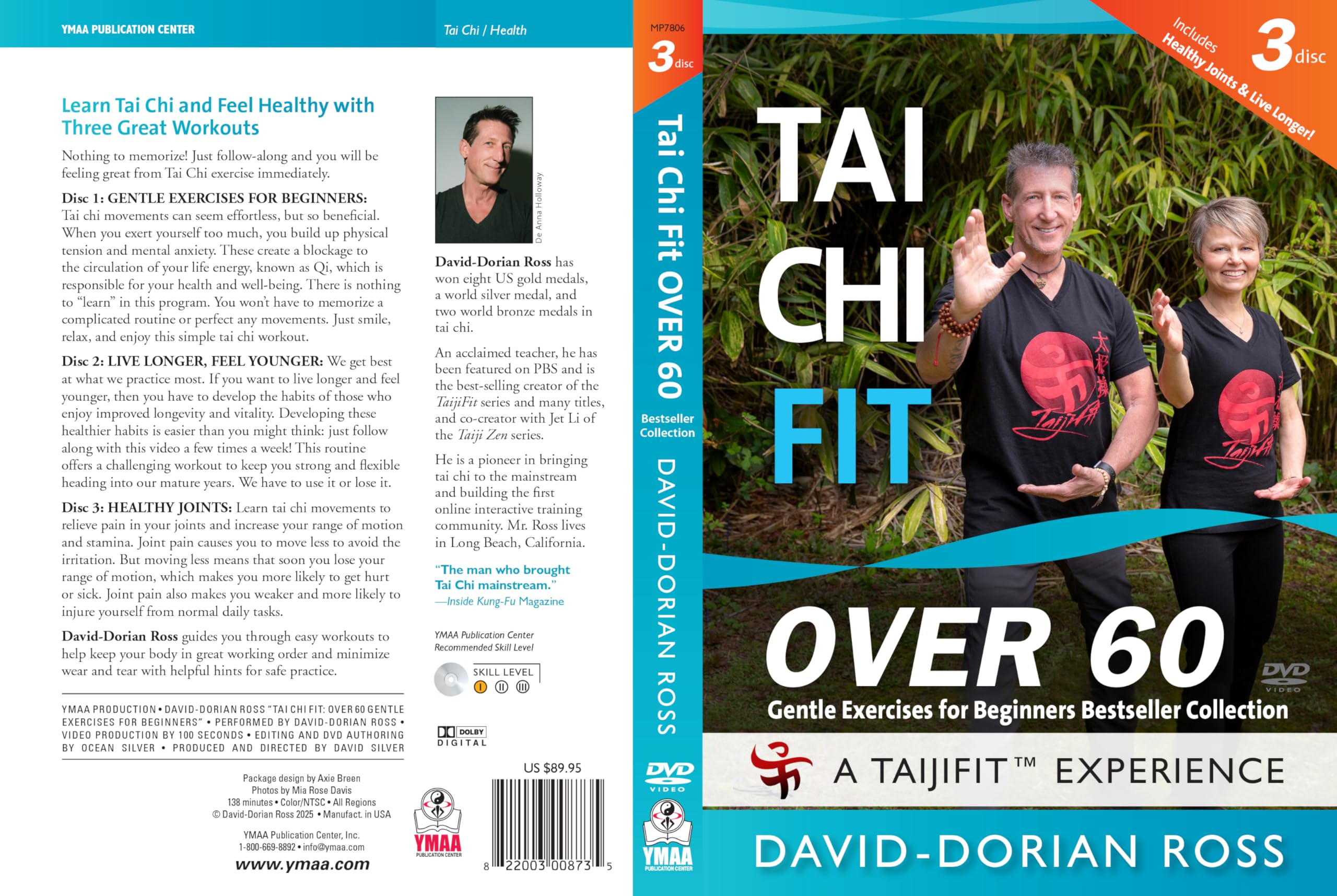 Bundle: 3-DVD set Tai Chi Fit Over 60 by David-Dorian Ross (YMAA) Gentle Exercise for Beginners DVD, Healthy Joints DVD, Live Longer and Feel Younger DVD for Balance, Health and Longevity