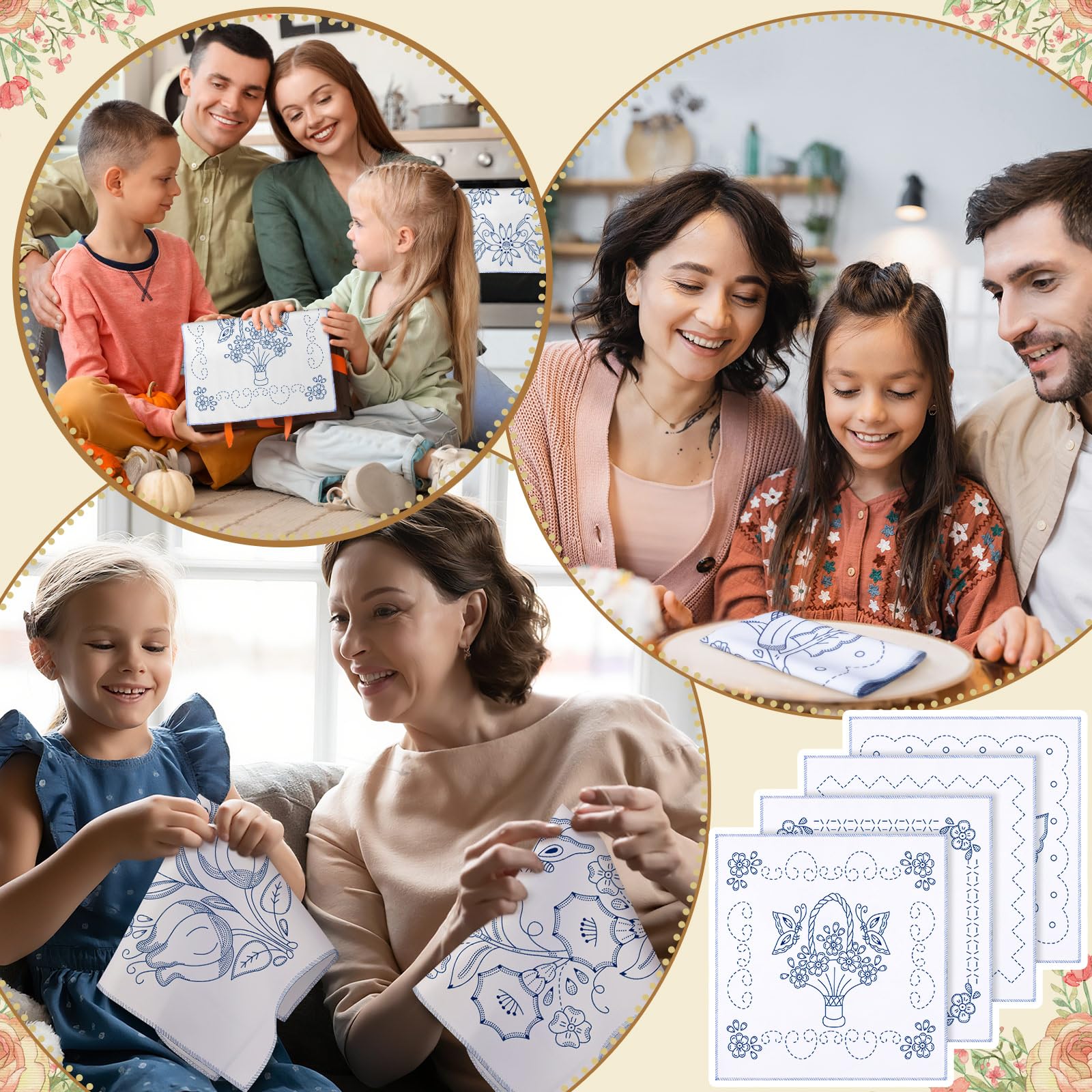 Tioncy Servilletas Para Bordar a Mano, tovaglioli messicani riutilizzabili e lavabili, per design assortiti, per fai da te, ricami a punto croce, eventi, regali, decorazioni, regali (eleganti)