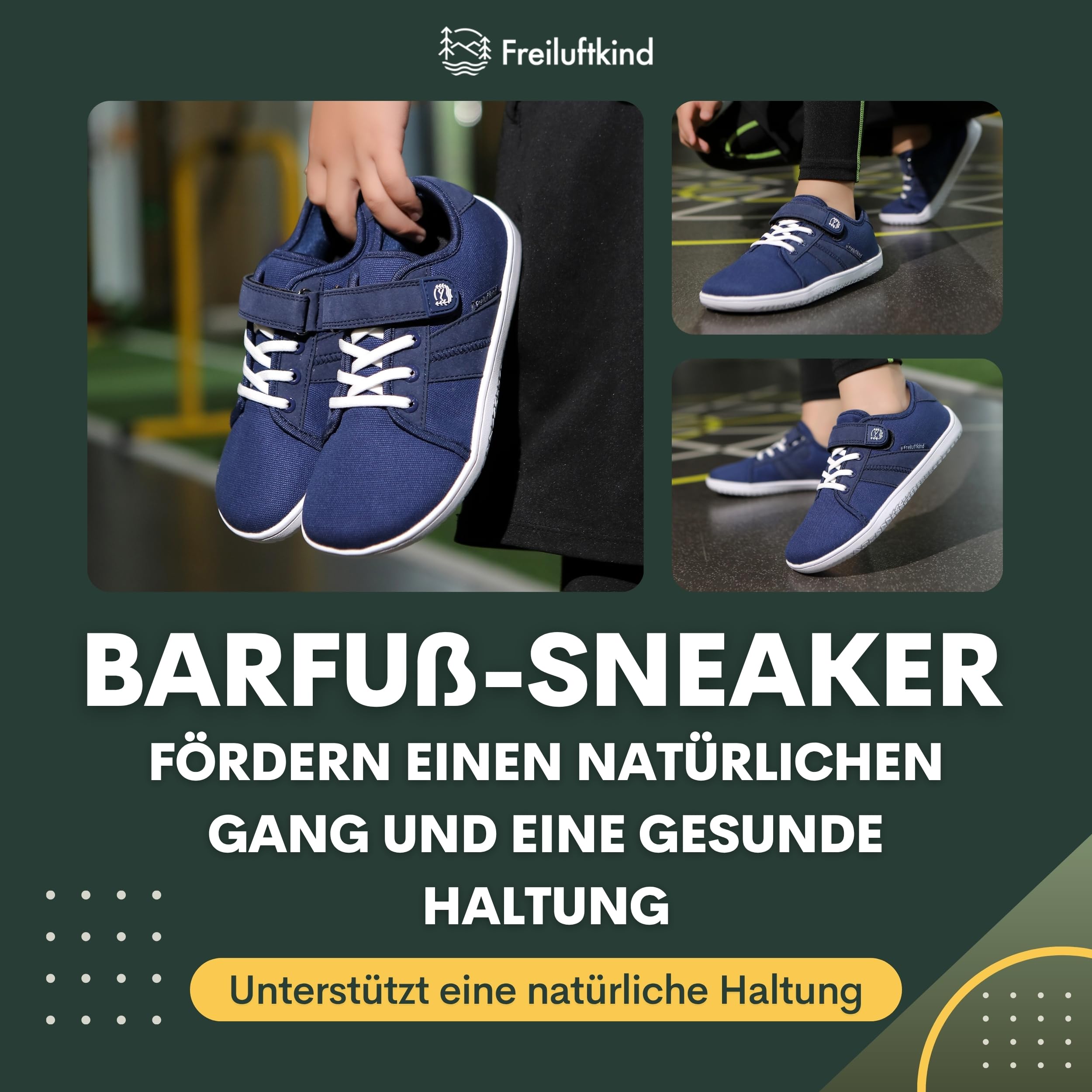 Freiluftkind Das Original Baker Kids – Gesunde Sneaker Kinder-Barfußschuhe (Größe 25-34) – Unsere Barfussschuhe Kinder fördern eine gesunde Fußentwicklung und mehr Bodengefühl
