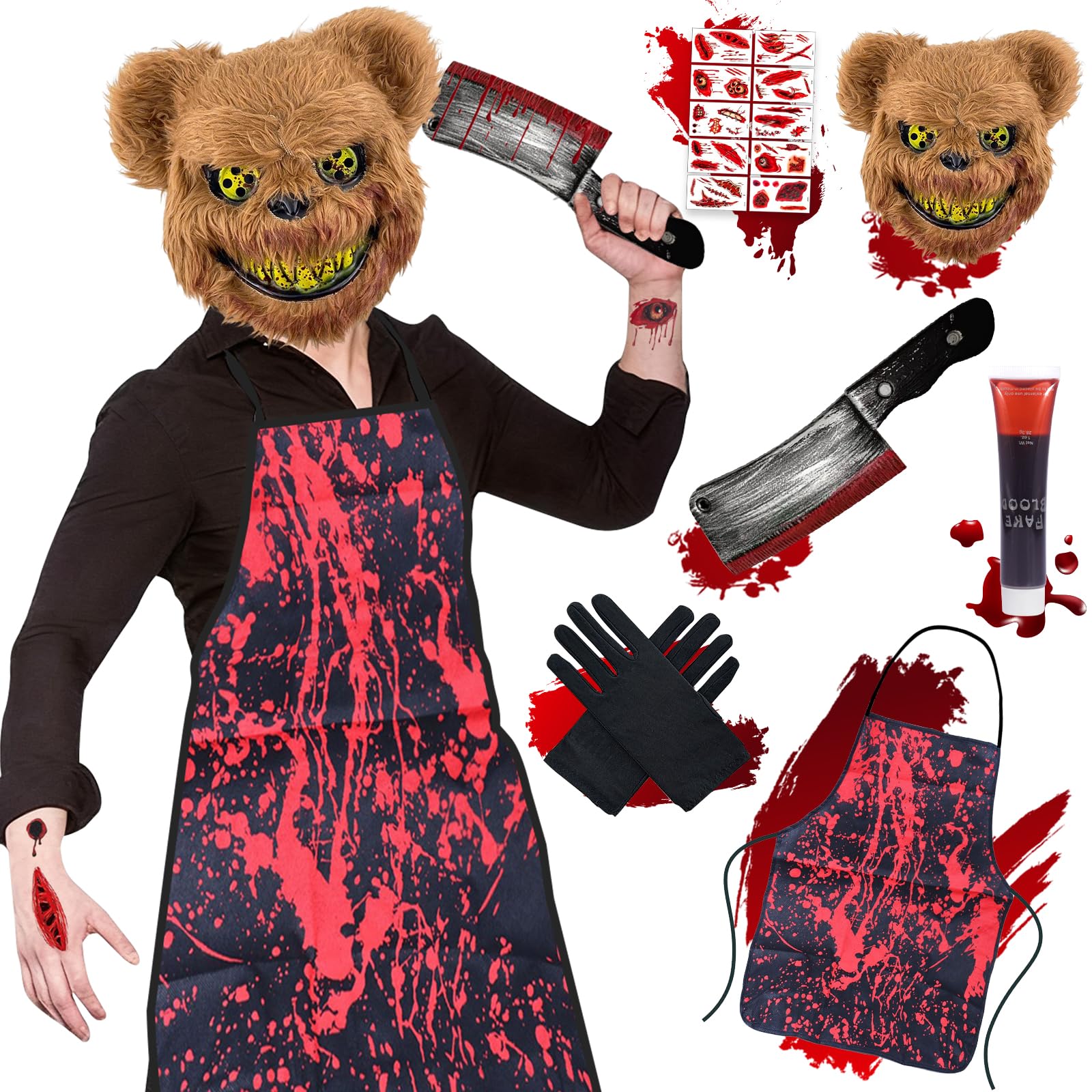 Halloween Straszna Maska, Kostium Horroru Niedźwiedź Straszny, Maska Grozy dla Dorosłego Dziecka, maska niedźwiedzia z horroru na Halloween karnawał impreza Cosplay Przebierana