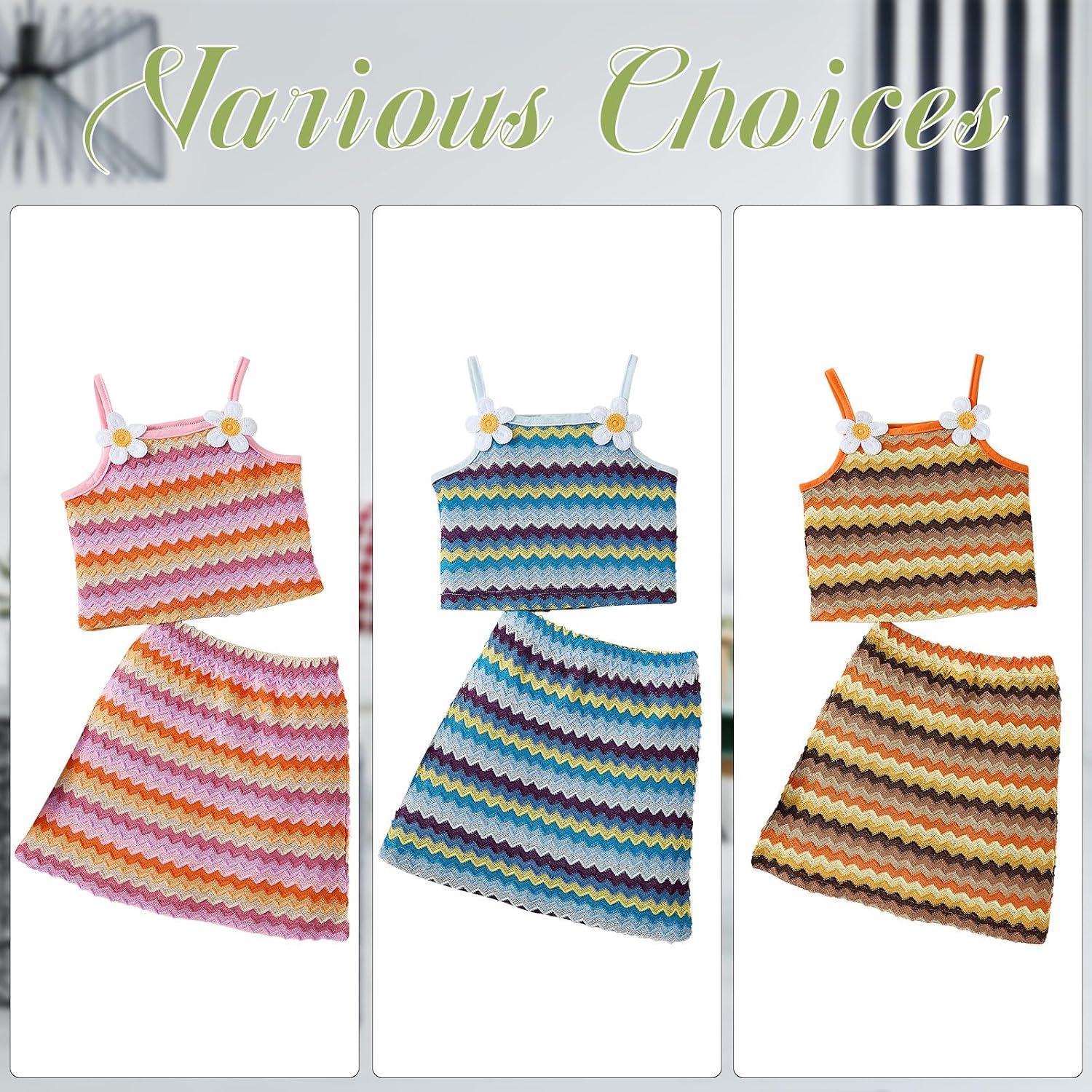 Toddler Girl Summer Clothes Skirt Set,Casual Cute Camisole Top And Mini Skirt, Lightweight For Summer 9M-5Y
