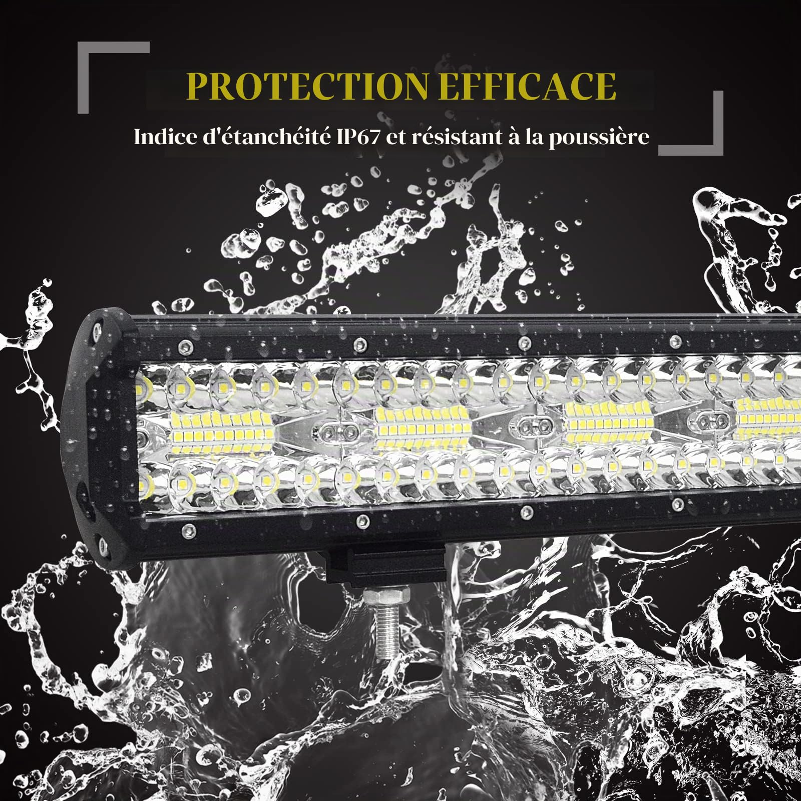 RIGIDON 20 Pouces 50 cm 420W Barre de LED 4x4 avec 12V Faisceau câblage kit | 88mm aimanté support, phares travail led, barre lumineuse, éclairage, pour offroad véhicules voiture camions ATV 4x4 tracteur