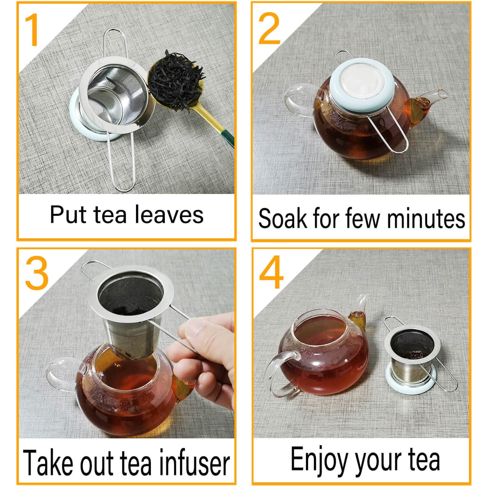 Infusore per tè in acciaio inox, 2 pezzi, 5,4 cm, filtro per tè in foglie sfuse e spezie